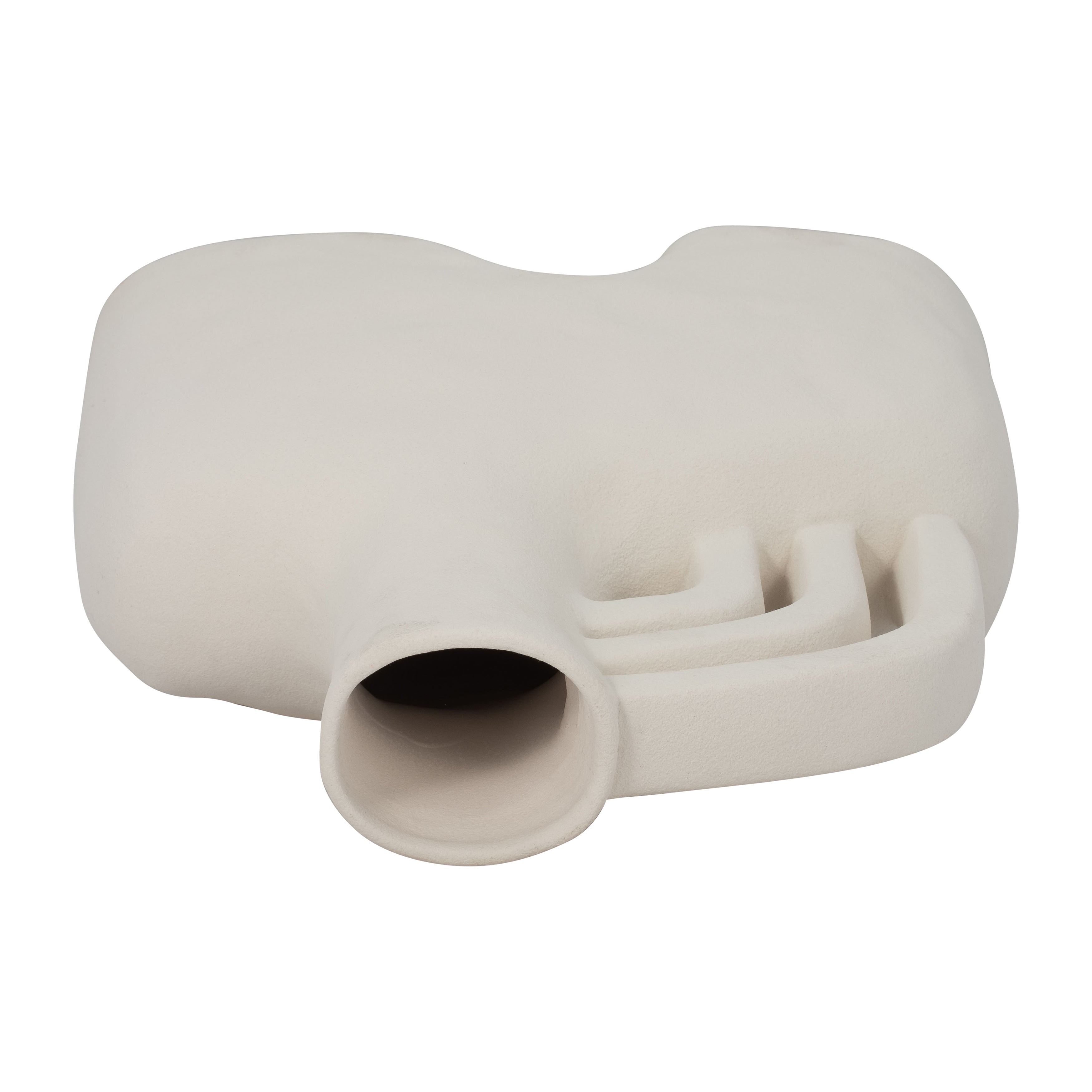 Cer, 12" Rough Triple Handle Vase, Cotton - Decor Addict, LLC