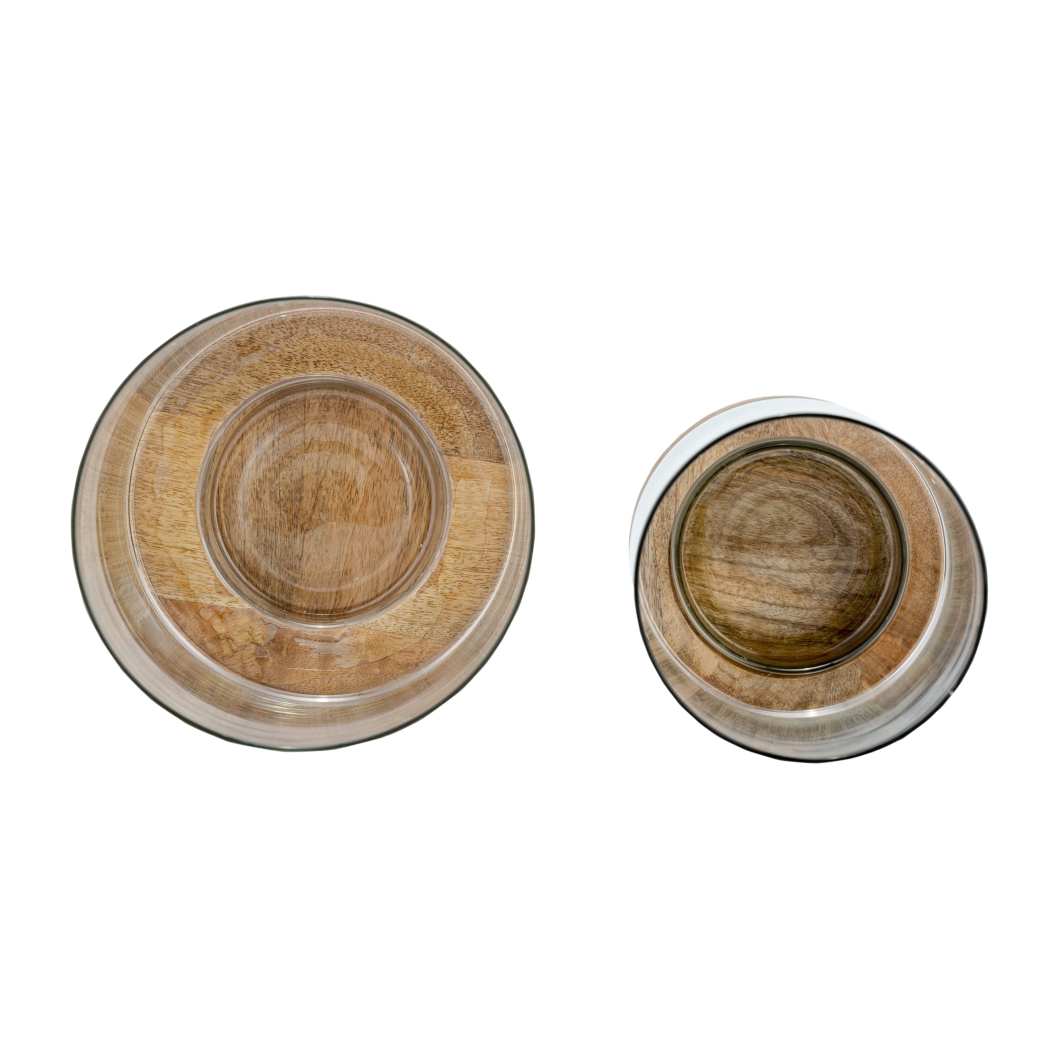 S/2, 9/11" Hurricane Candle Holder On Wood Base, N - Decor Addict, LLC