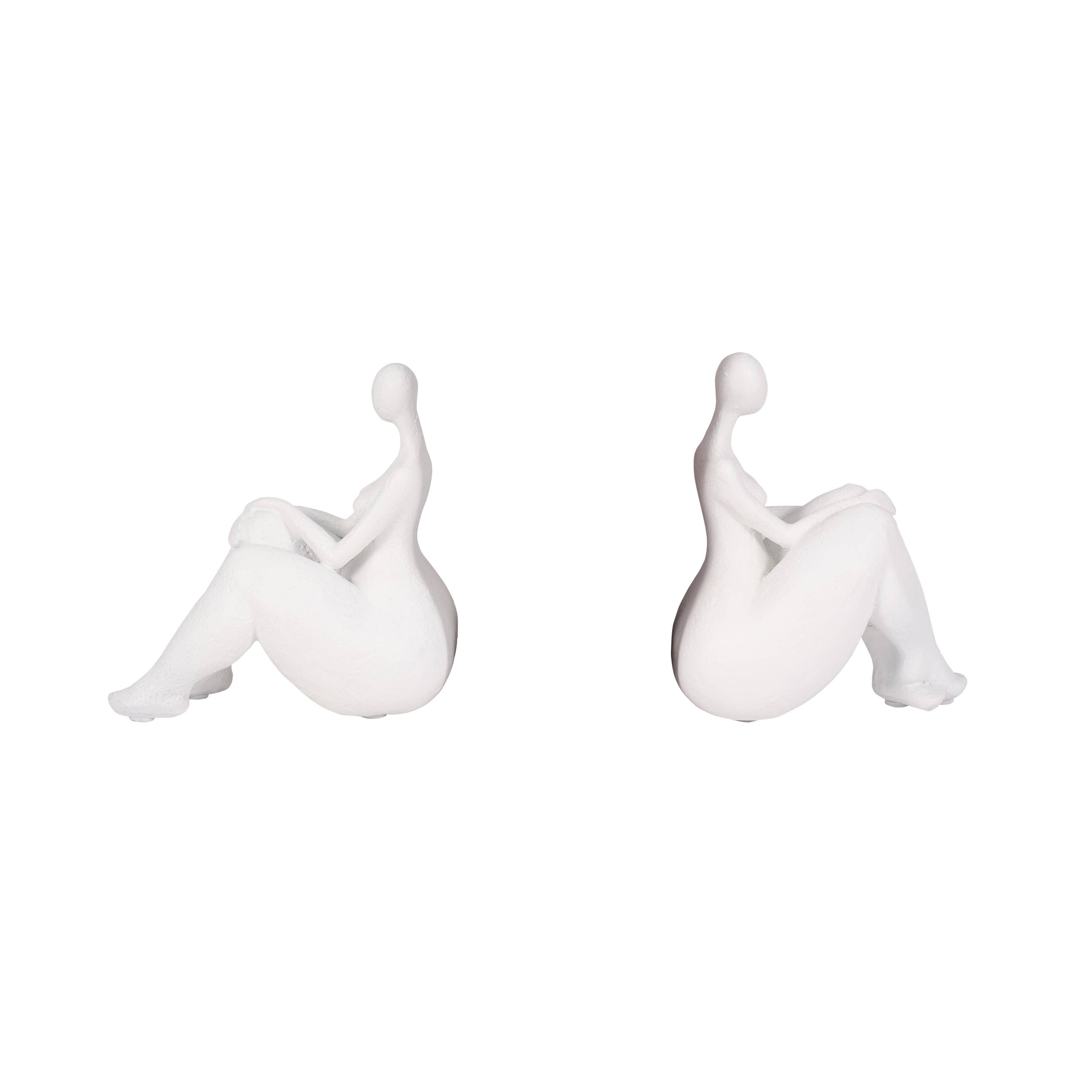 Resin Abstract Sitting Ladies Bookends Set - White, 6 in. - Decor Addict, LLC