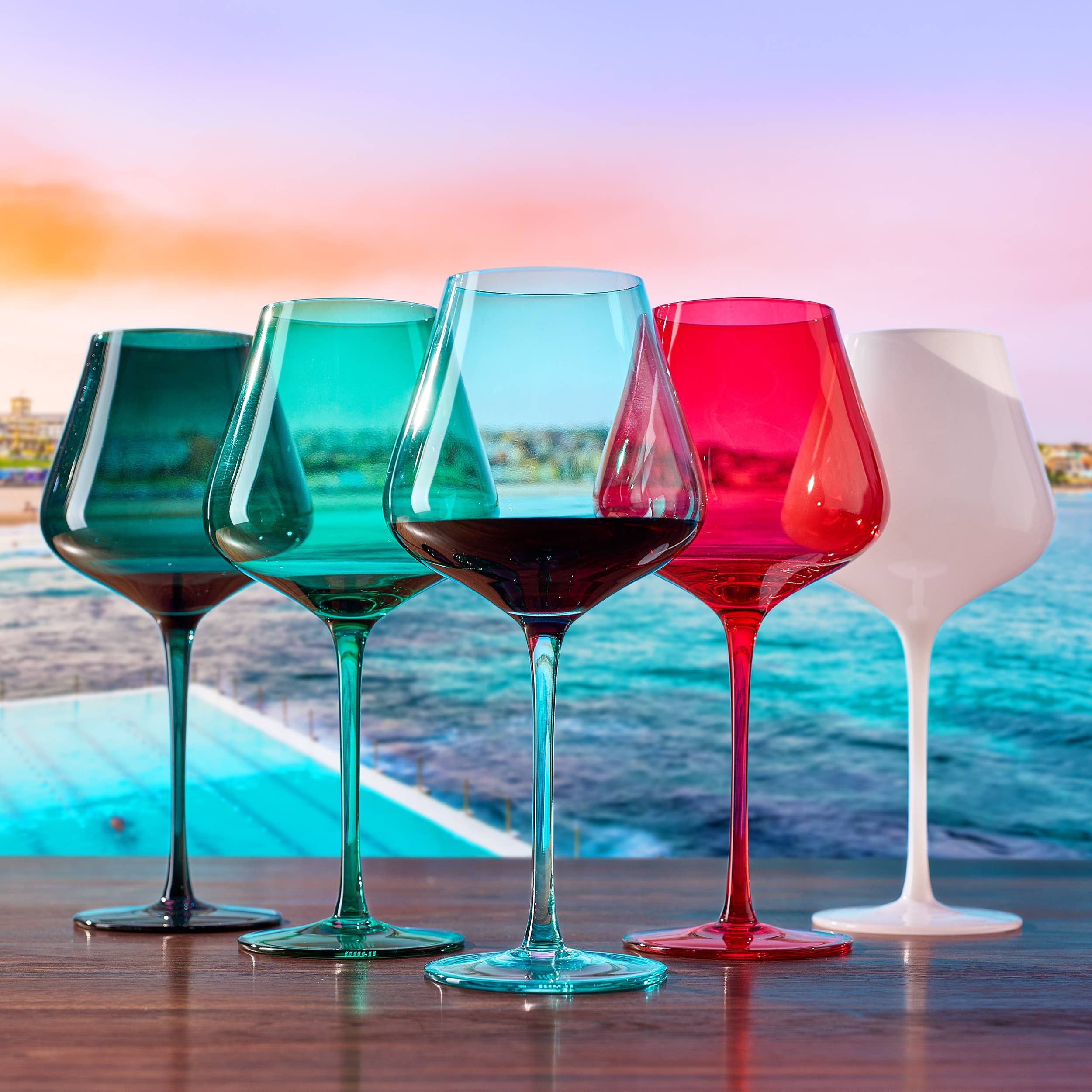 City of Bondi Beach, Australia, Wine Glasses | 5 Set, 20 OZ - Decor Addict, LLC