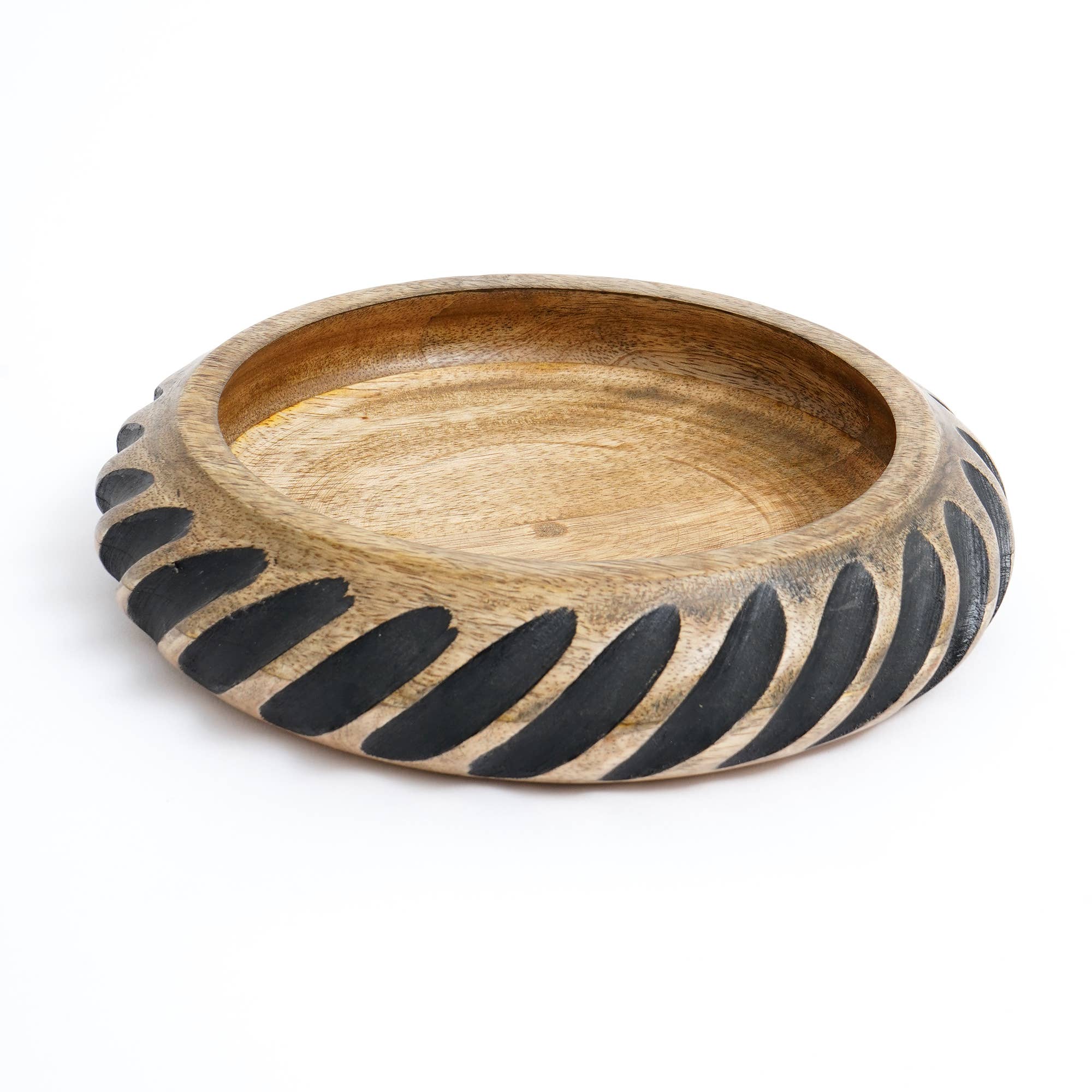 Decorative Large Wood Bowl with Black Filler - Decor Addict, LLC