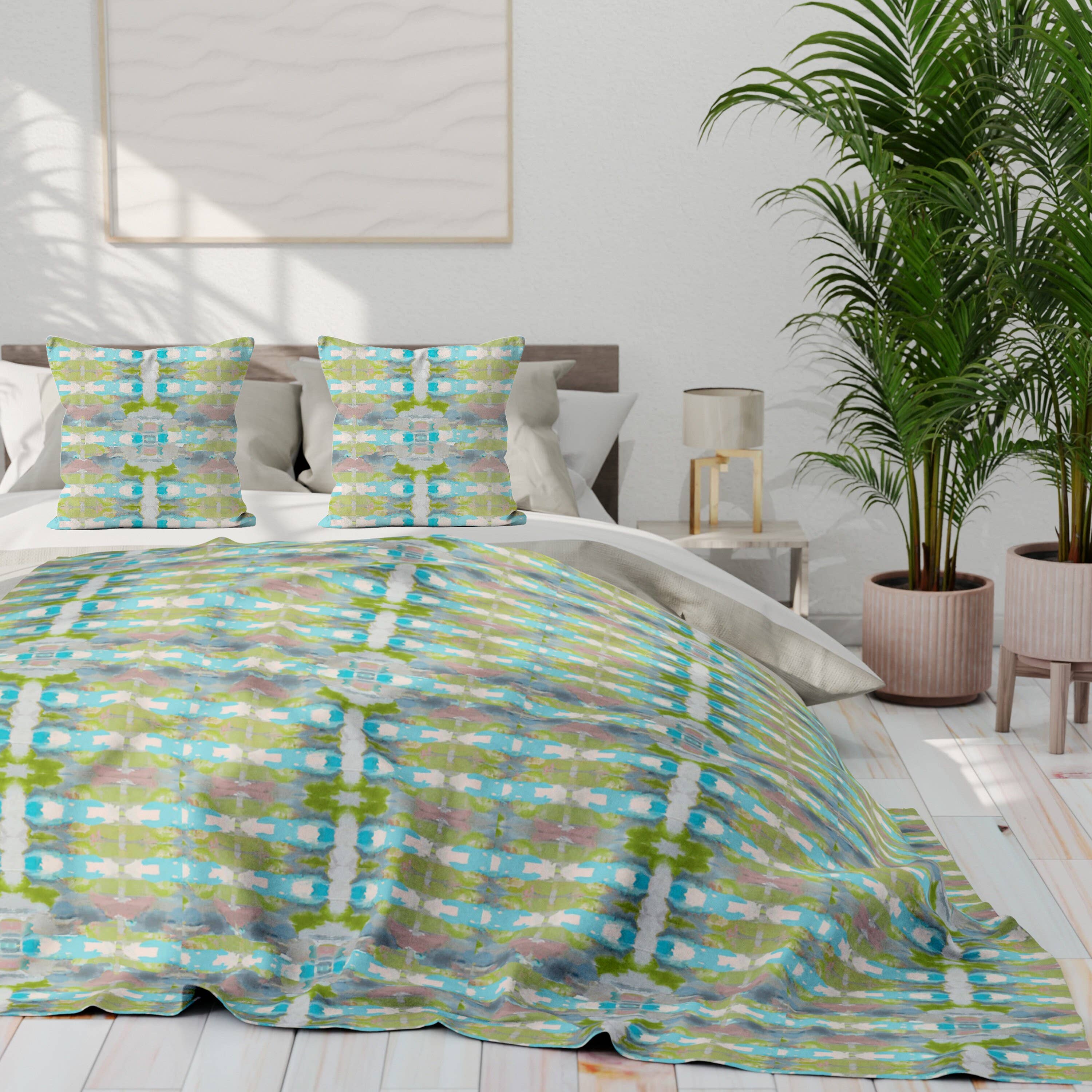 Ava 60x80” Sherpa Blanket Green Aqua Blue Teal Mauve White - Decor Addict, LLC