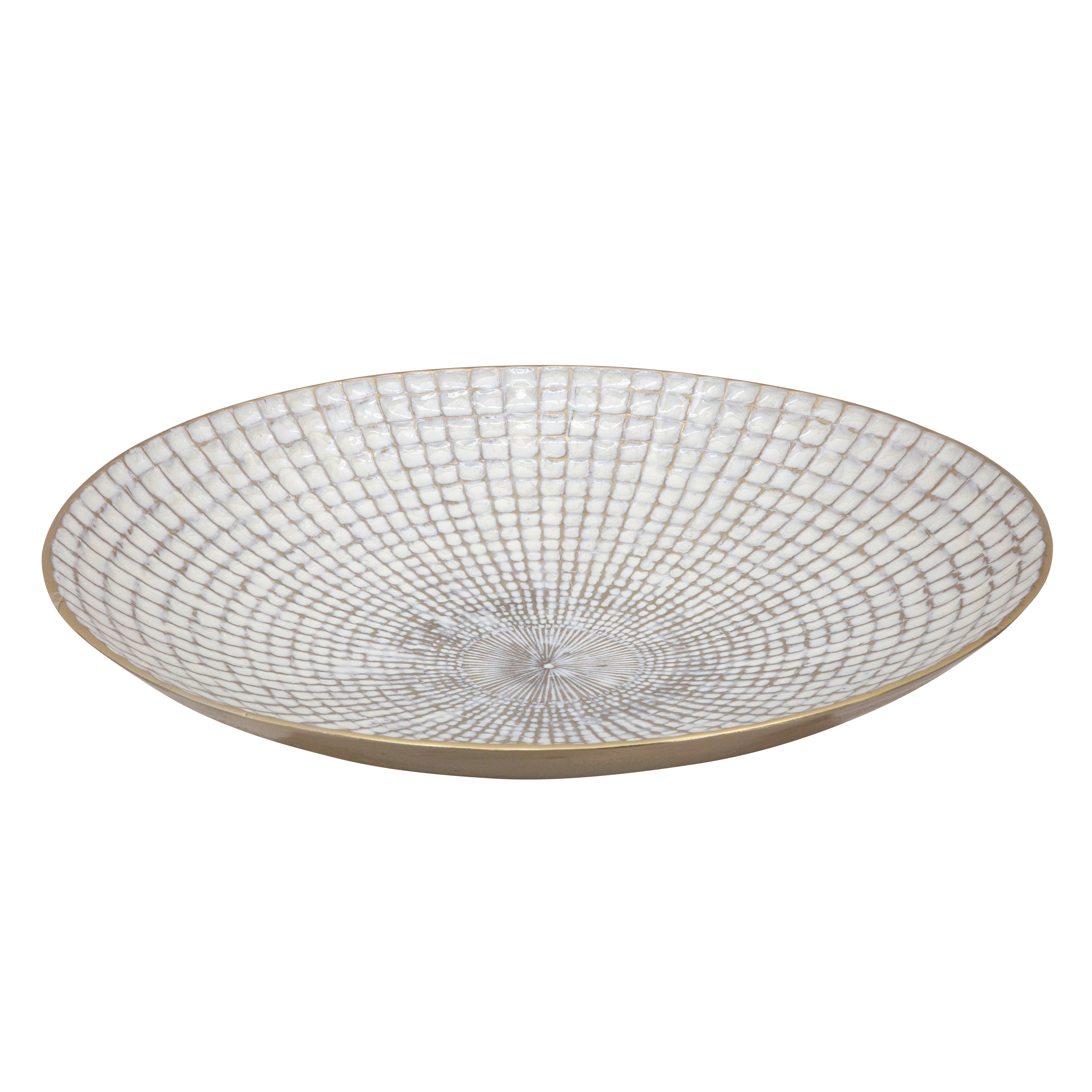 S/2 Metal 18/21" Round Plates, Ivory/champagne - Decor Addict, LLC