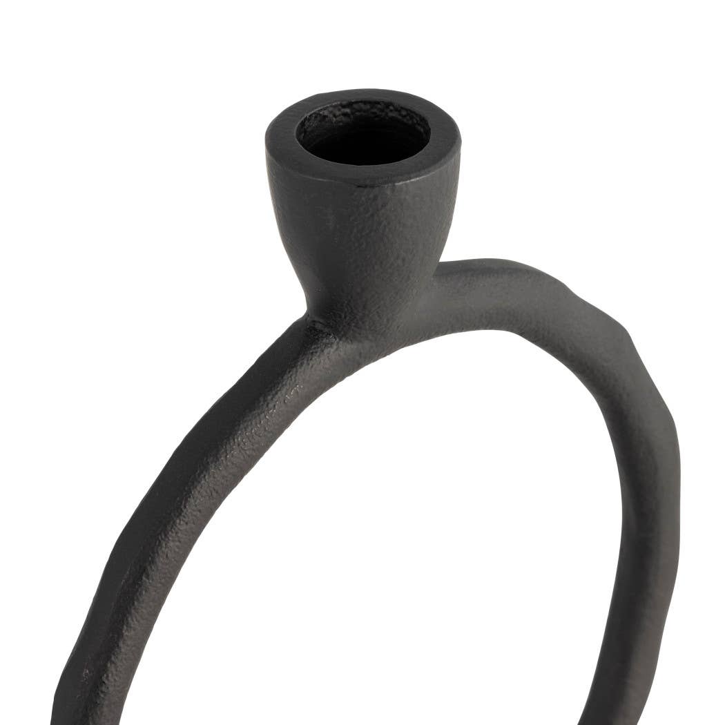 Metal Round Ring Taper Candle Holder - Black, 8 in. - Decor Addict, LLC