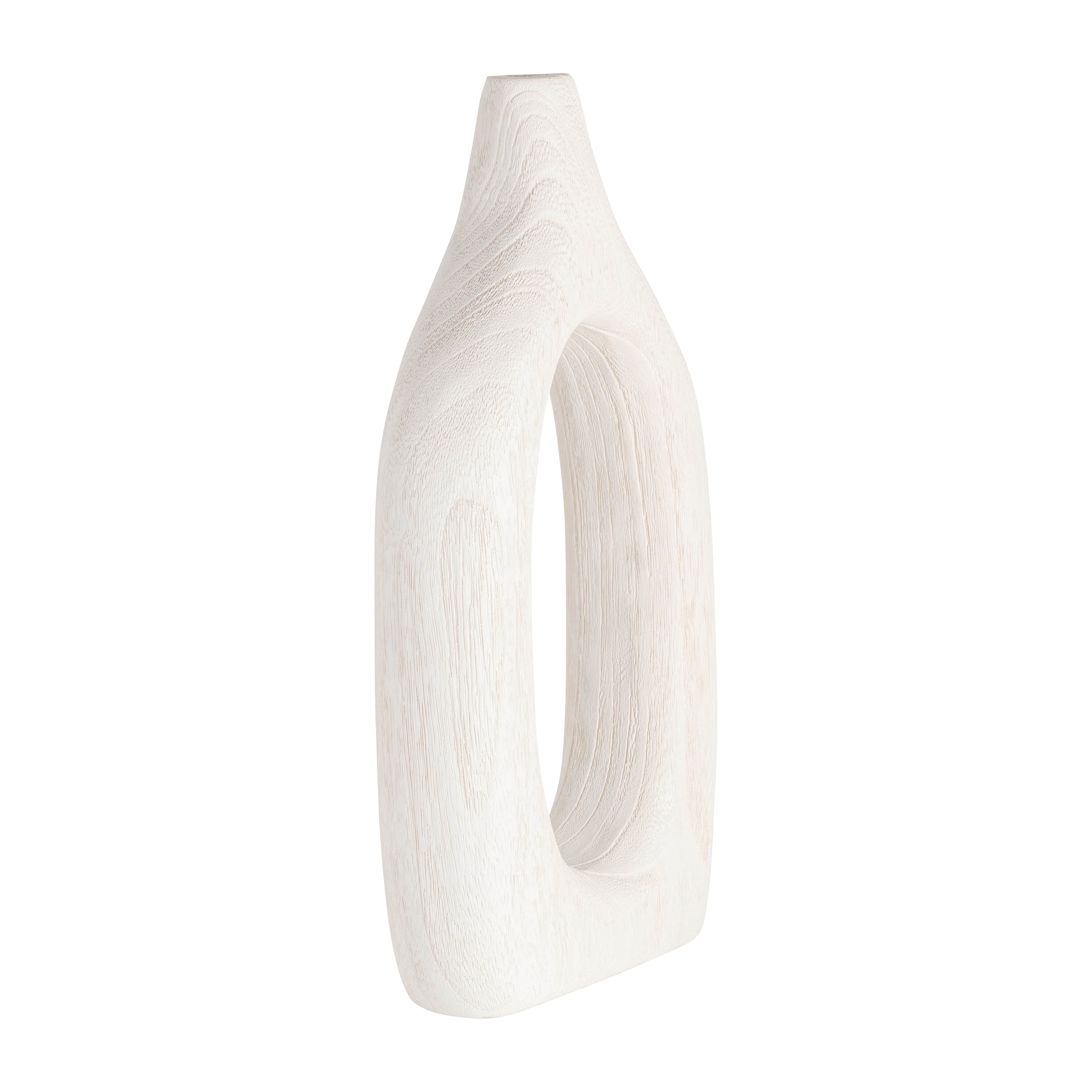 Wood, 14"h Cut-out Vase, White - Decor Addict, LLC