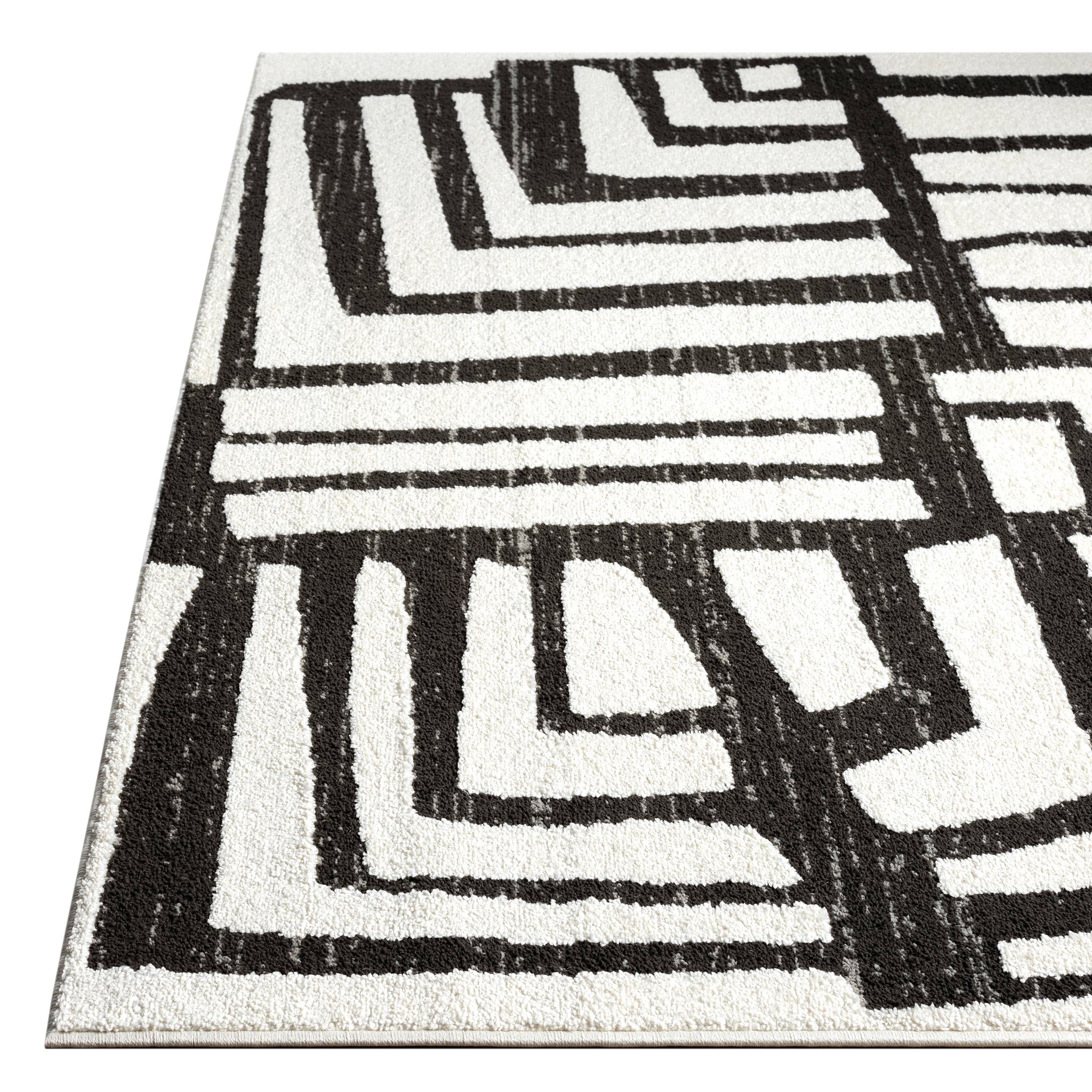 Abani Rugs Nomad NOM130A Cream Grey Multi-Box Pattern Rug: 2' x 3' - Decor Addict, LLC