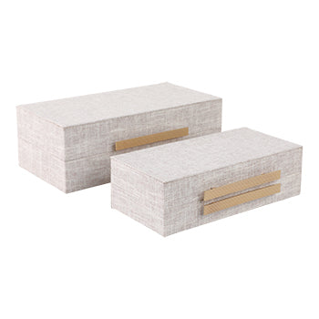 RECTANGULAR BOXES DOUBLE HARDWARE, WHT - Decor Addict, LLC