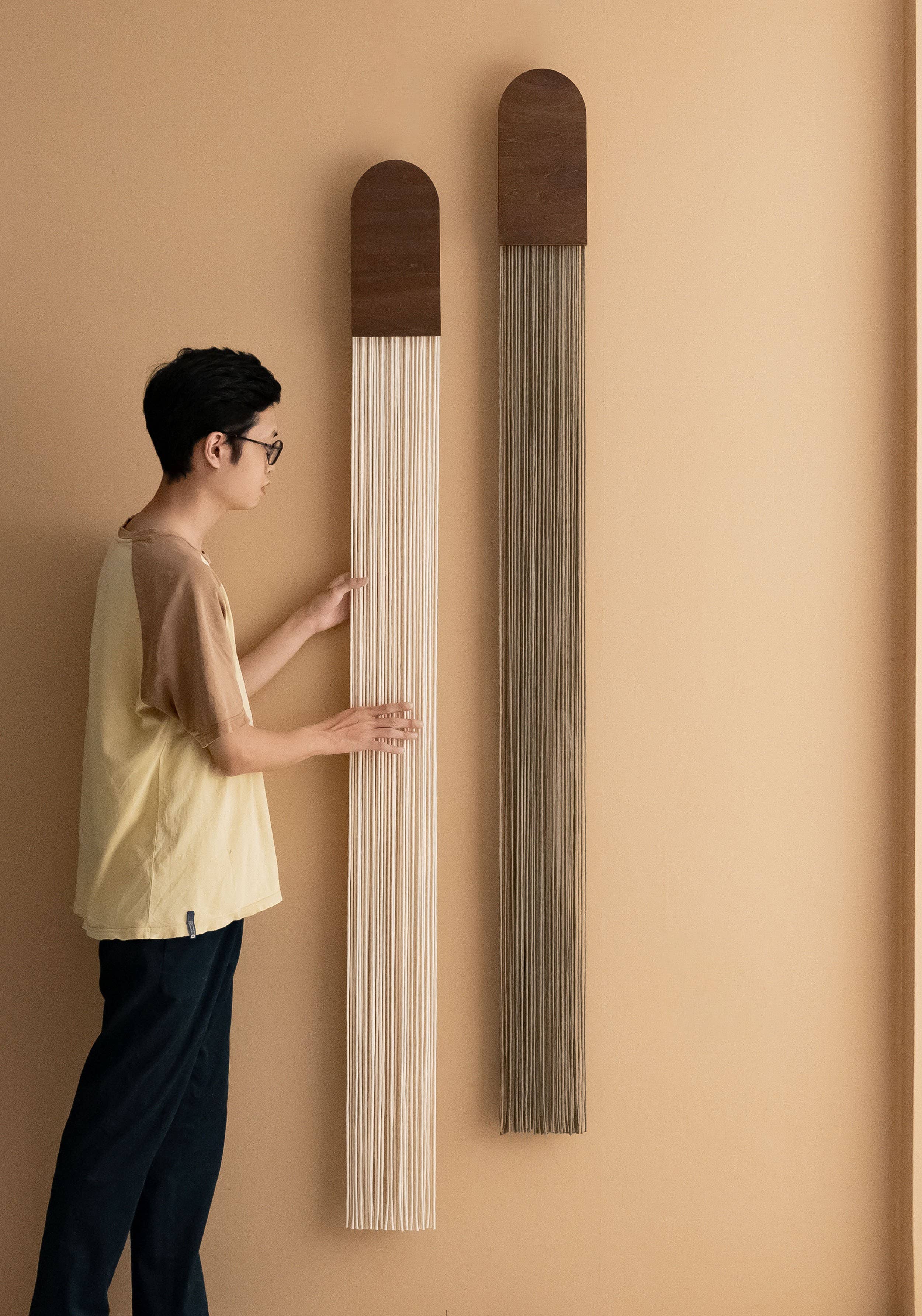 Macrame Fiber Wall Hanging for Elegant Home V80 : Terracotta / Jacobean - Decor Addict, LLC