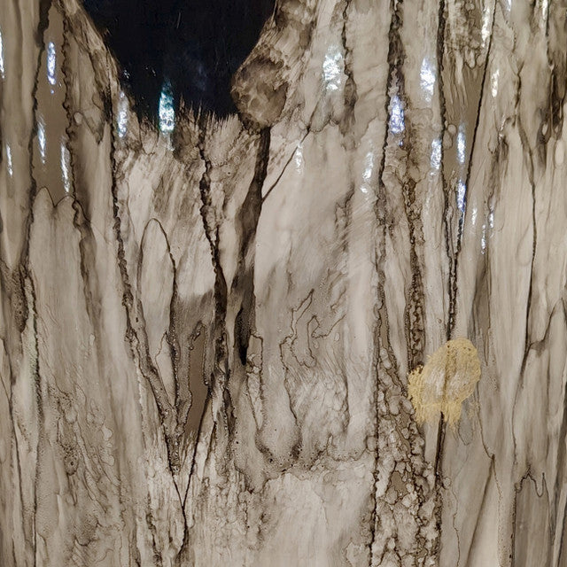 36x10" Marbled Enamel Floor Vase, Tan/Black - Decor Addict, LLC