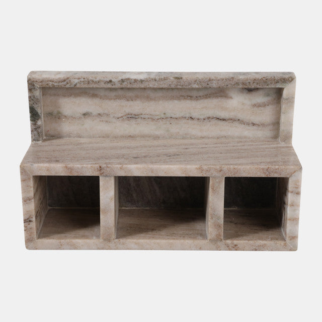 12x7" Marble 3-Cup & Tray Desk Organizer, Tan - Decor Addict, LLC