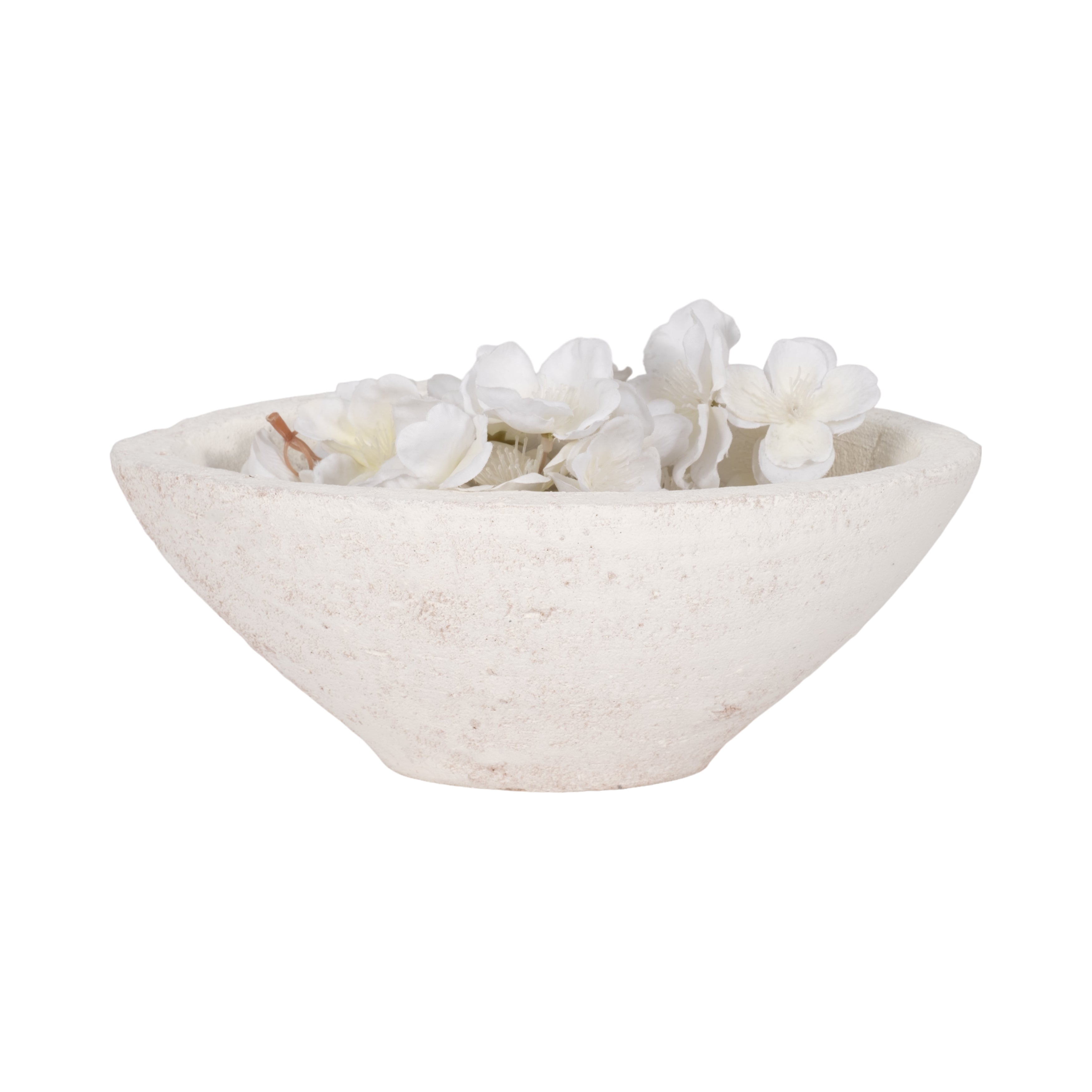 10" Tapered Bowl Rough Finish, White - Decor Addict, LLC