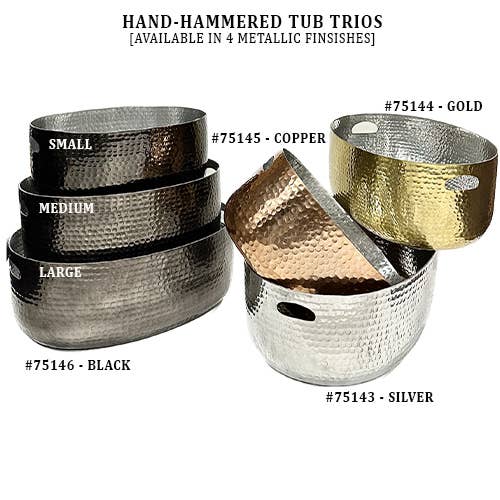 Hammered Black Beverage Tub – Set of 3 - Decor Addict, LLC