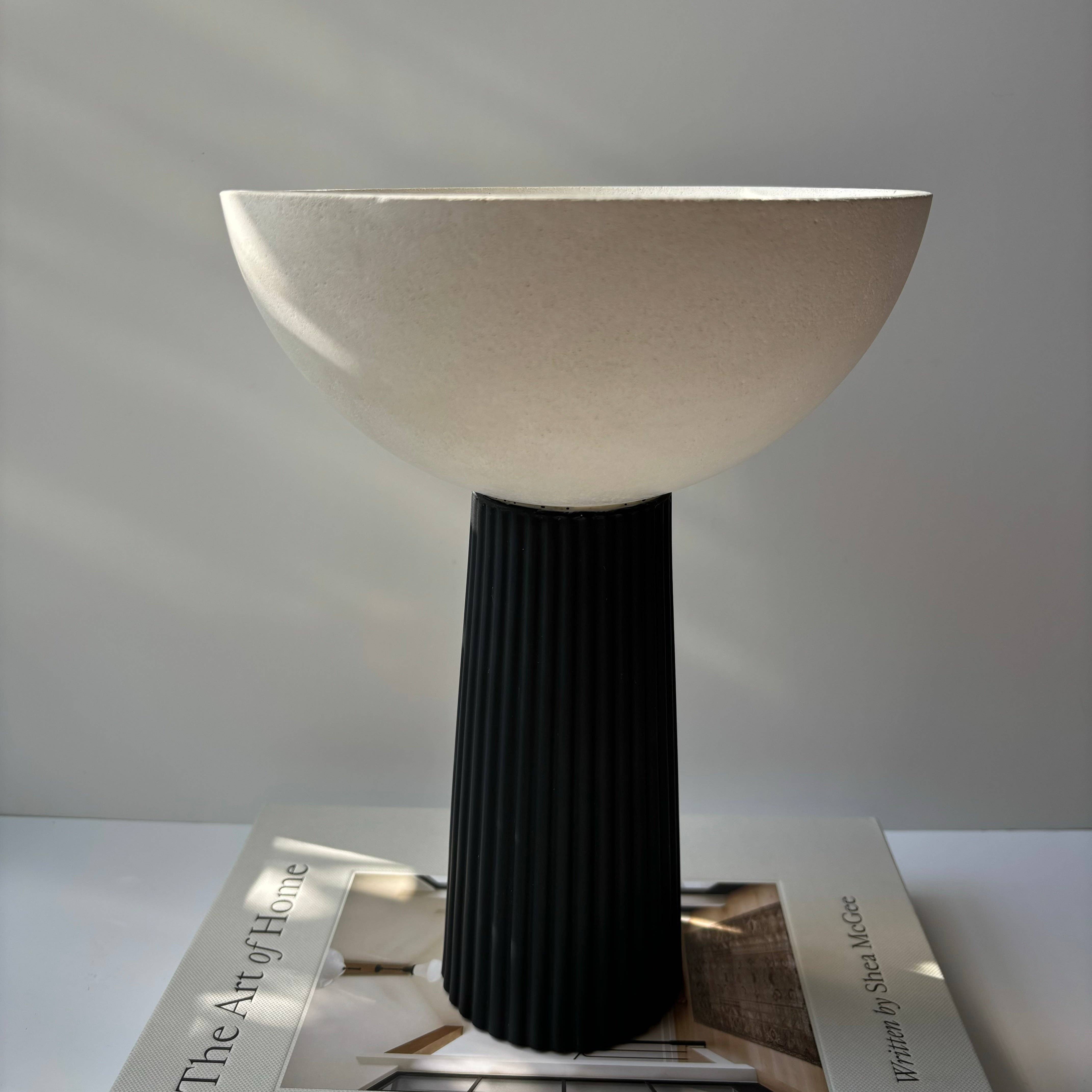 Leo - Pedestal Bowl | Concrete Decorative Bowl: Black & White - Decor Addict, LLC