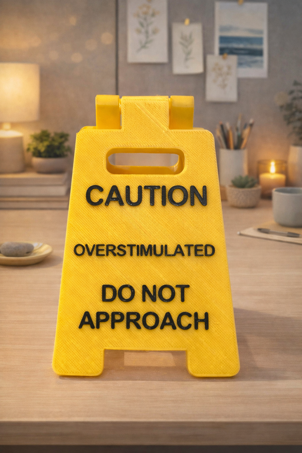 Overstimulated Mini Caution Sign - Decor Addict, LLC