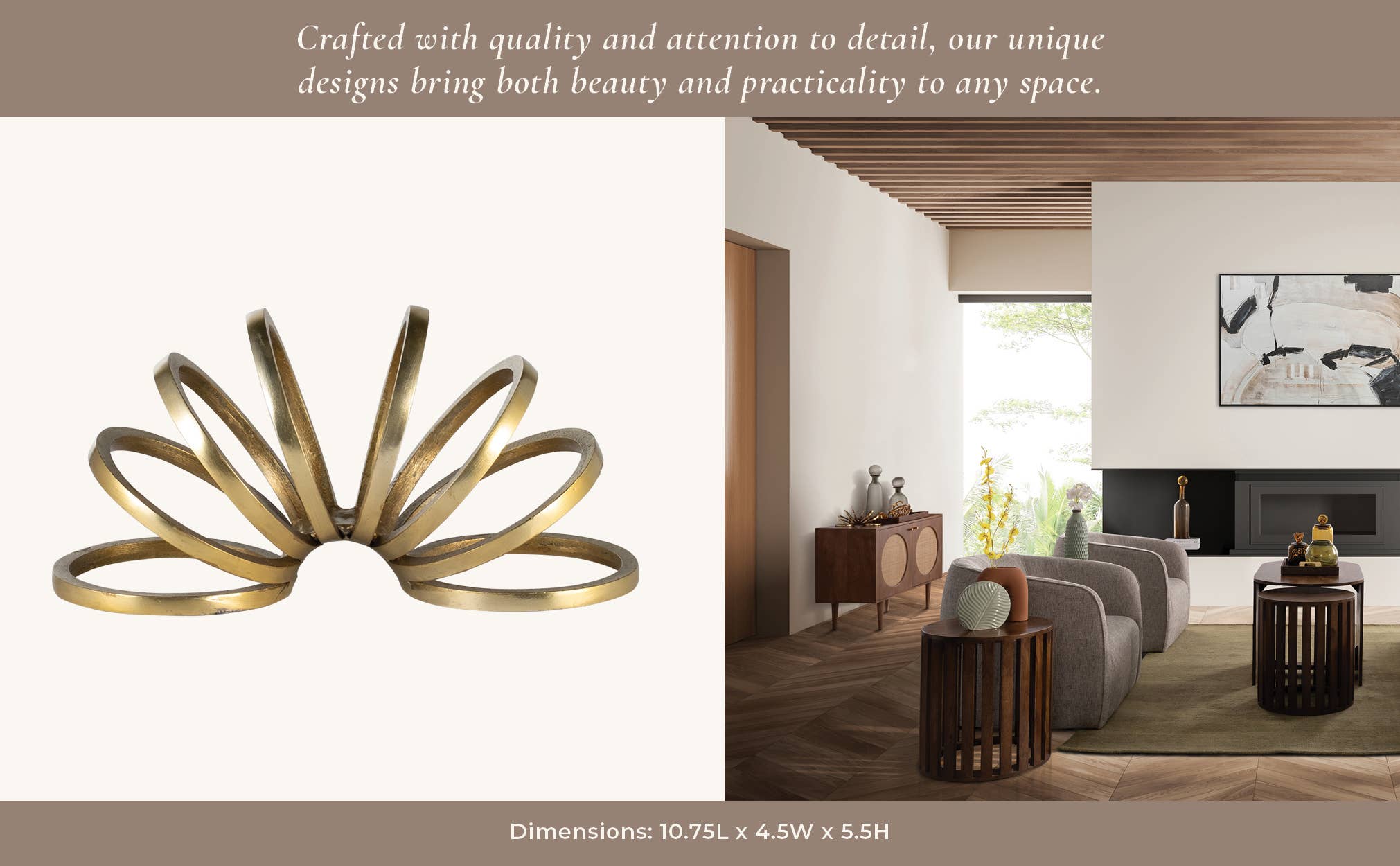 Decorative Sculpture - Gold Metal Slinky Ring, 11 in. - Decor Addict, LLC