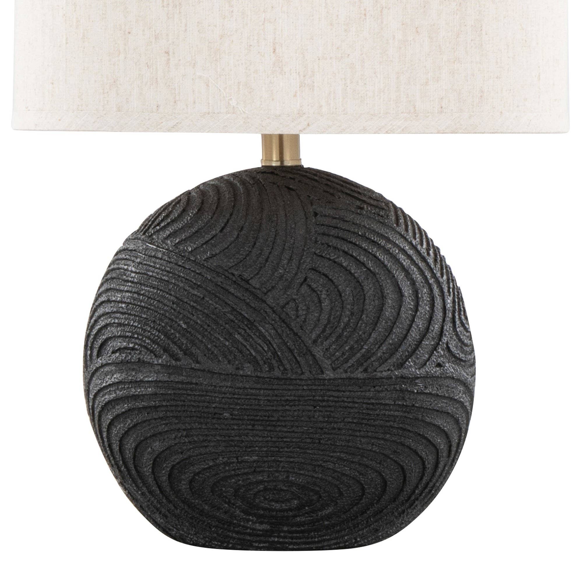 Kona 23" Polyresin Table Lamp - Set of 2: Matte Black Polyresin, Modern Brass, Natural Linen - Decor Addict, LLC