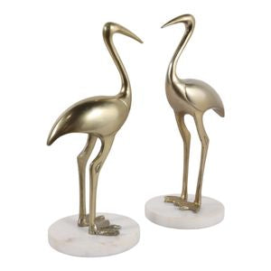 Trellis Bird & Marble Statuary, Gold (Set of 2)