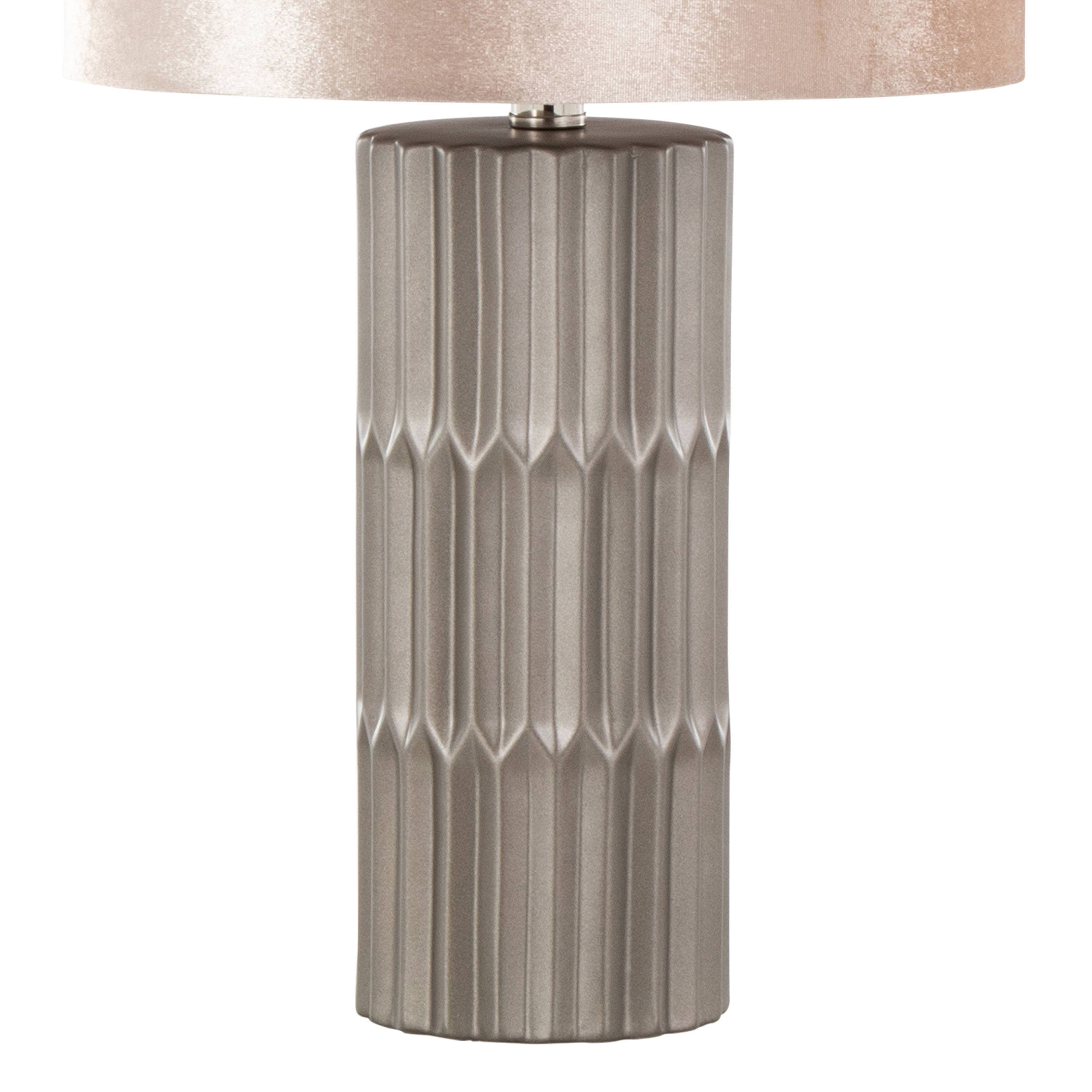Tania 22" Ceramic Table Lamp: Brown & Brown Metallic Ceramic, Champagne Shade - Decor Addict, LLC