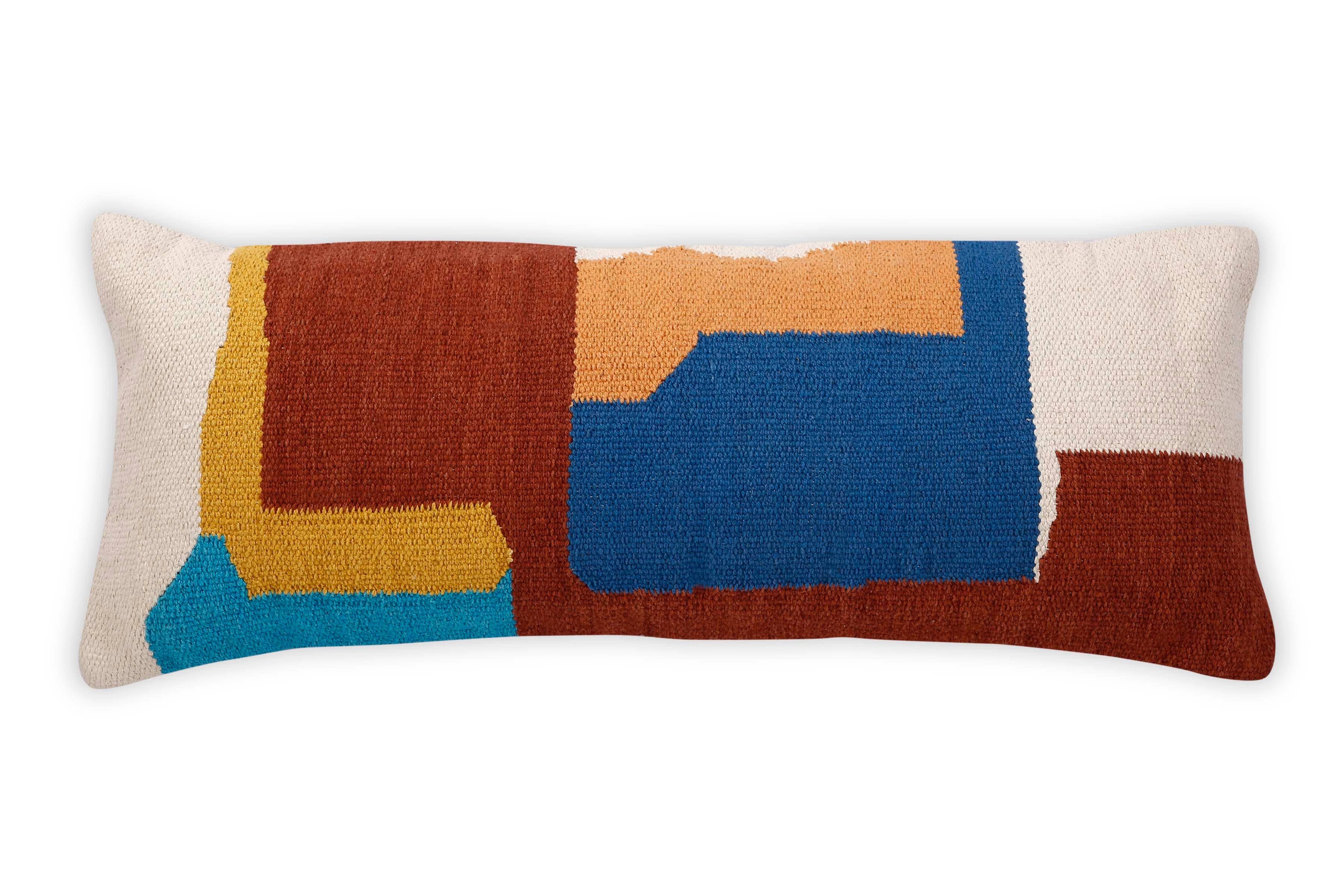 Ladakh Handcrafted Lumbar Pillow, Multi- 12x30 Inch: CUSHION COVER WITH INSERT - Decor Addict, LLC