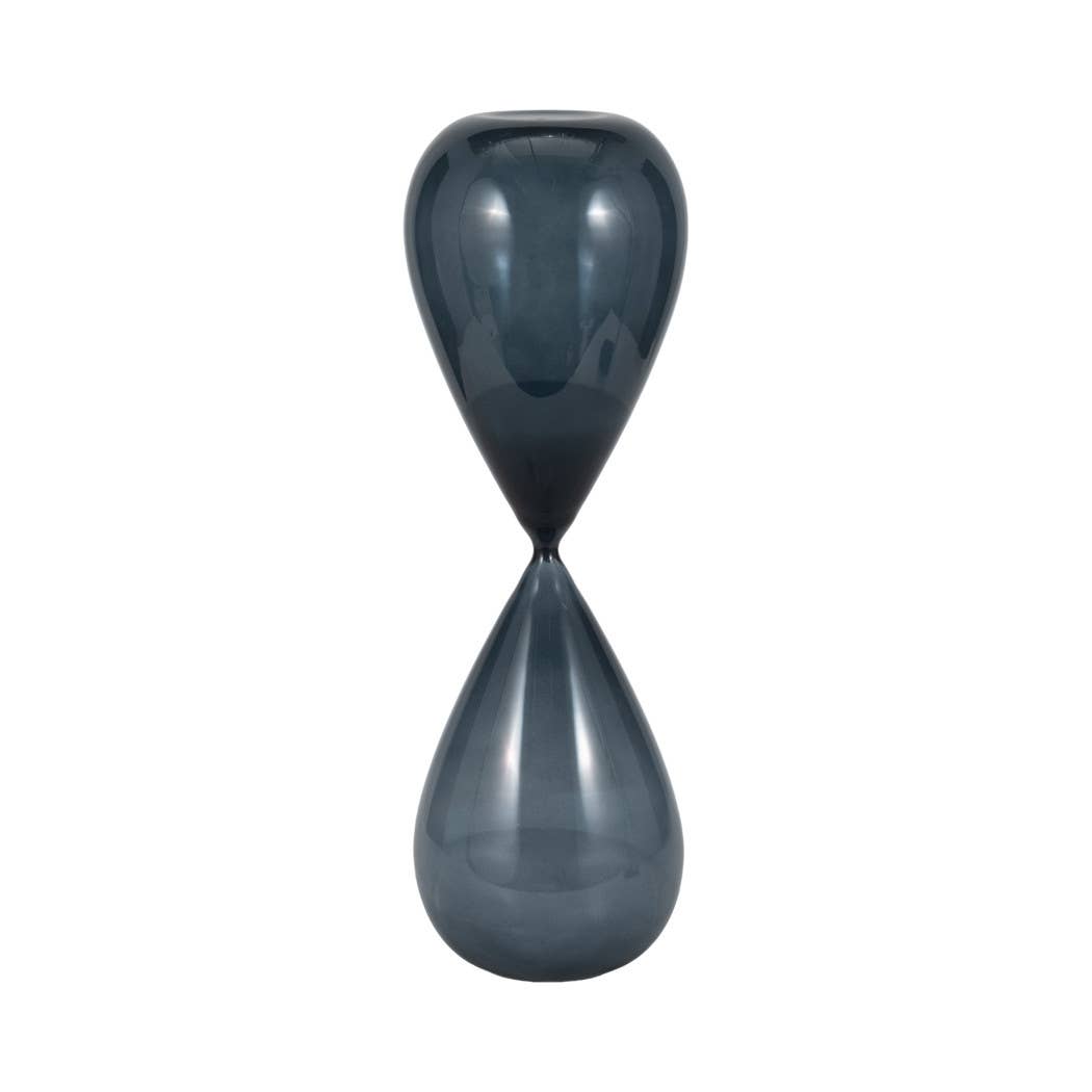 Glass Small Sleek Teardrop Hourglass - Blue, 20 in. - Decor Addict, LLC