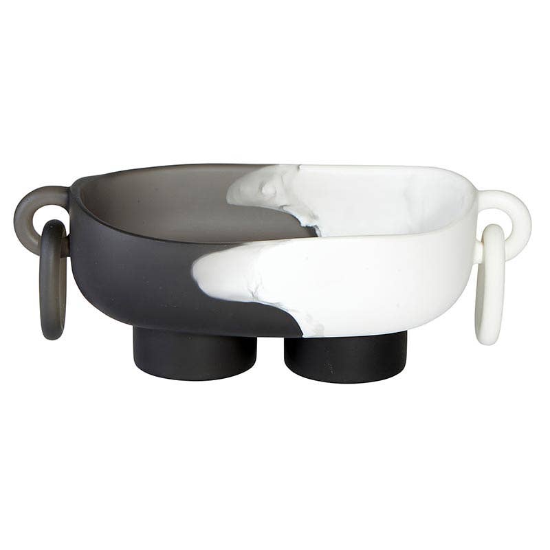 Resin Bowl with Rings - Anthracite Grey + White - Decor Addict, LLC