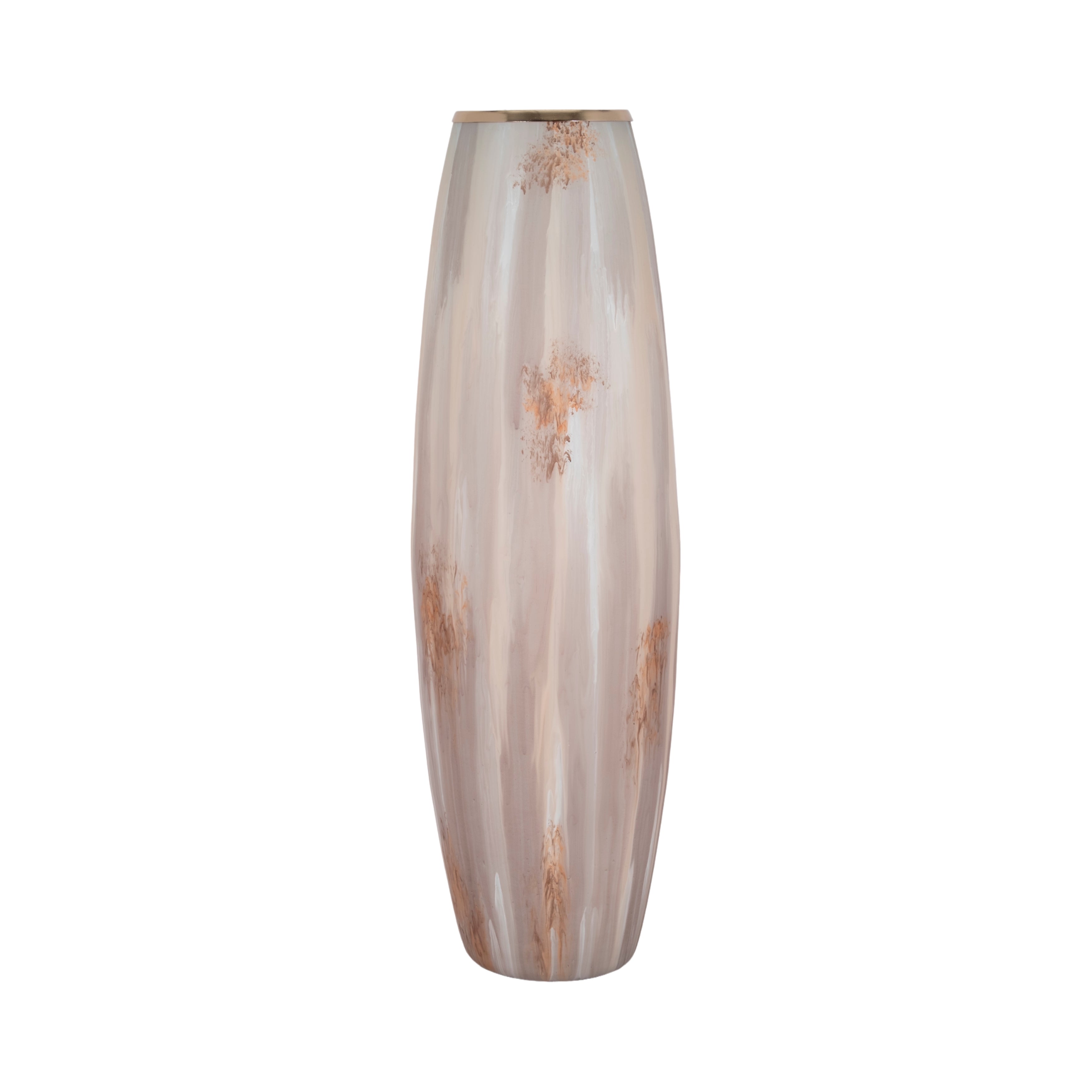 31" Curved Glass Vase Opal Finish, Ivory Multi - Decor Addict, LLC
