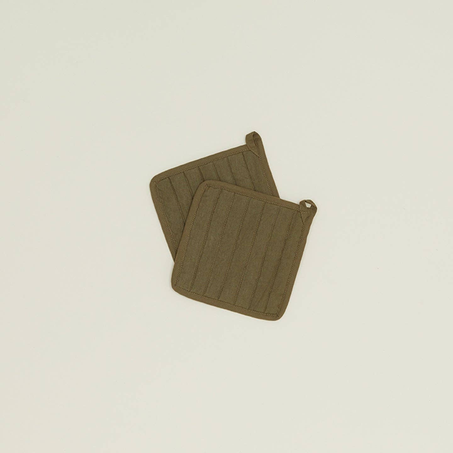 SIMPLE LINEN POT HOLDERS - SET OF 2: IVORY - Decor Addict, LLC