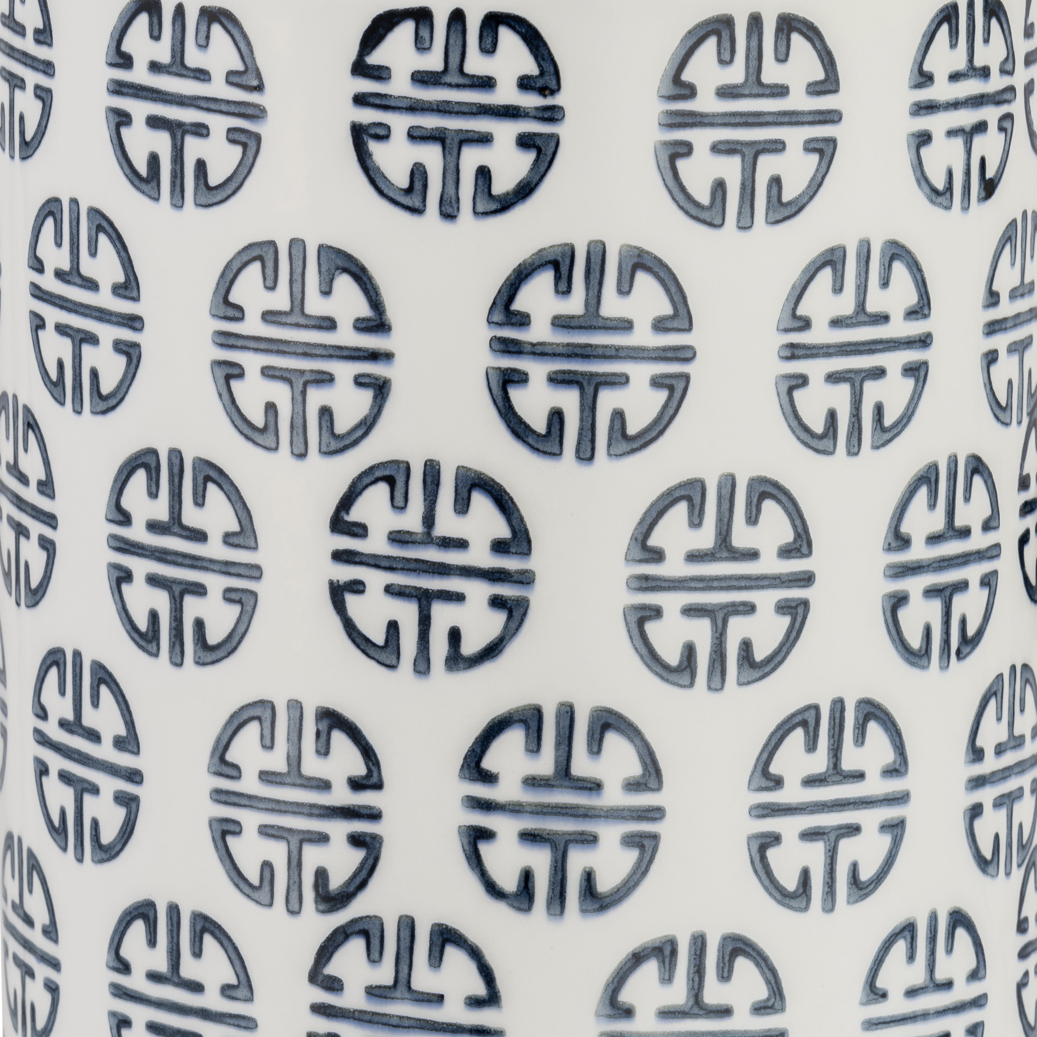 Cer, 13"h Modern Ginger Jar, Navy/white - Decor Addict, LLC