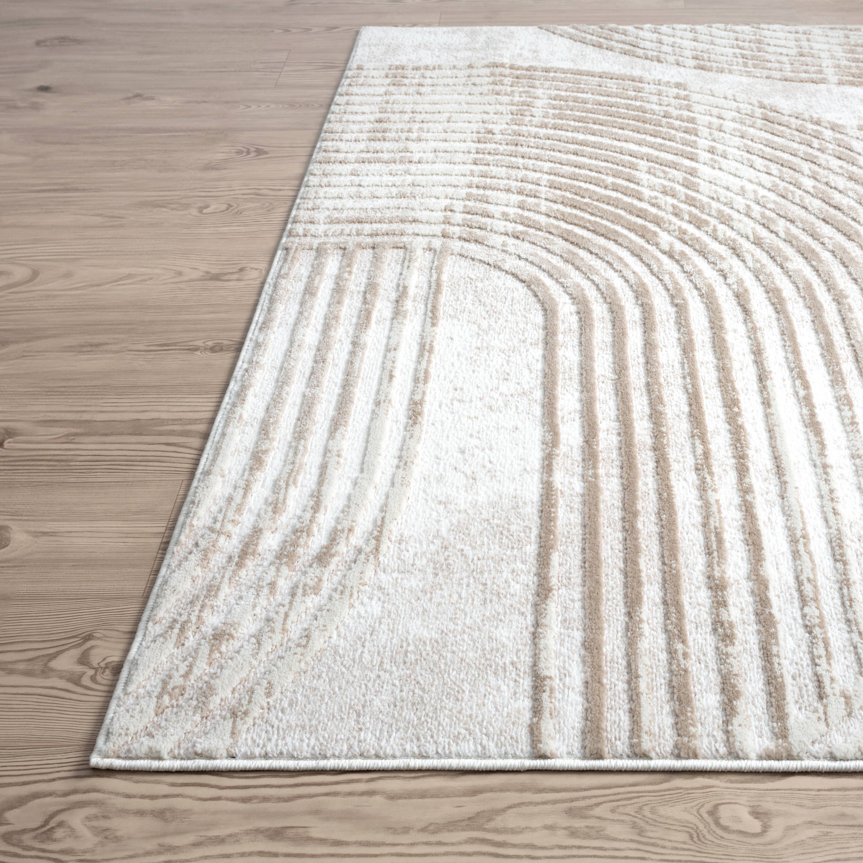 Abani Viva Neutral Cream Mid-Century Modern Area Rug: 2' x 3' - Decor Addict, LLC