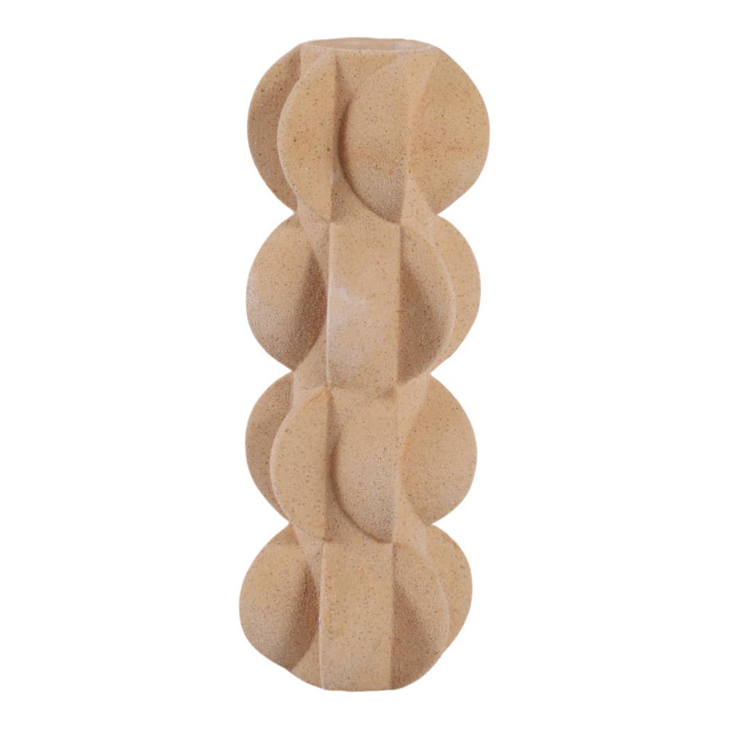 Decorative Vase - Tan Ceramic 3D Printed Textured, 14 in. - Decor Addict, LLC