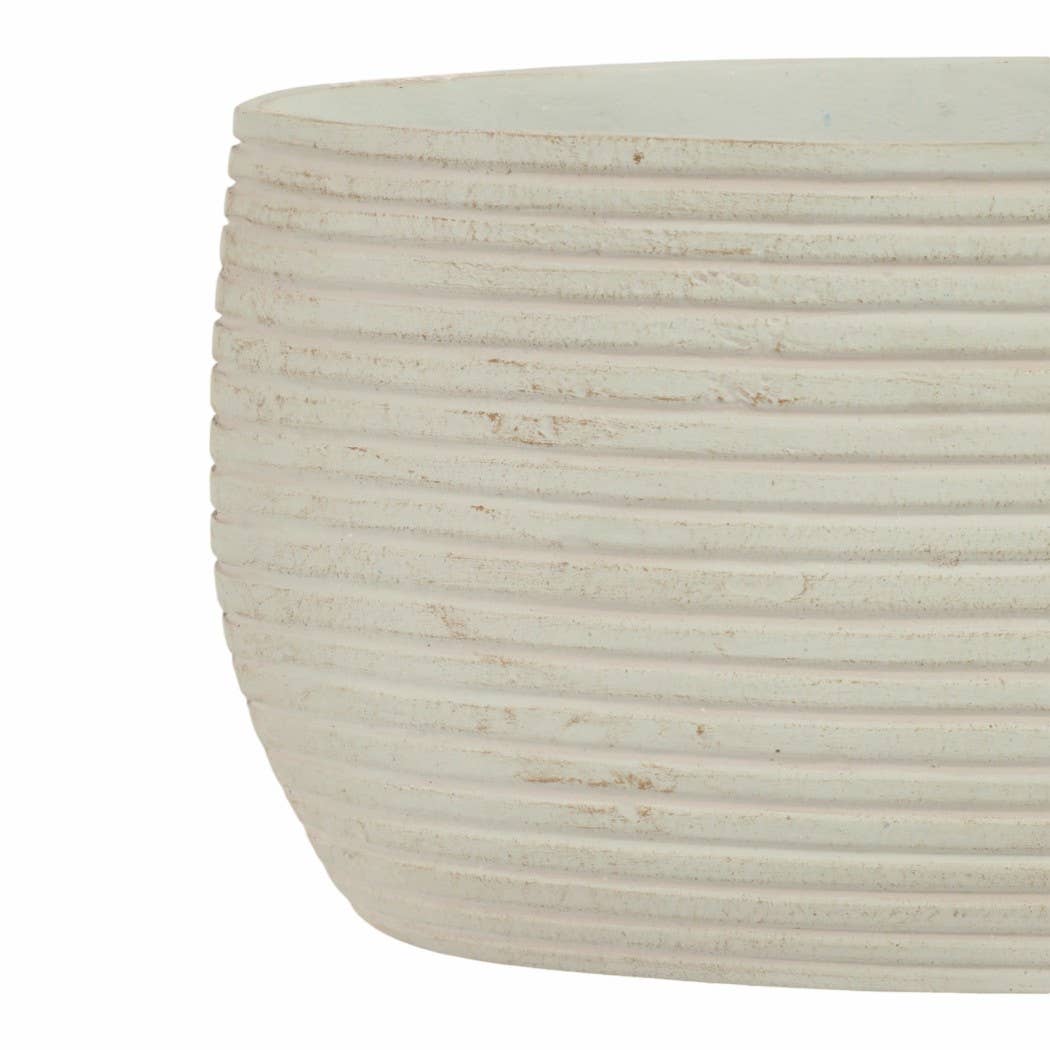 Decorative Vase - Teal Ceramic Small Ribbed Oval, 14 in. - Decor Addict, LLC