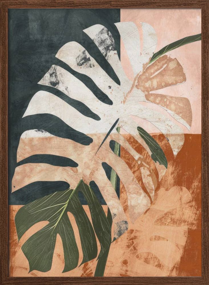 "Into the jungle" Framed Textured Wall Art: Walnut / 40"H x 30"W - Decor Addict, LLC