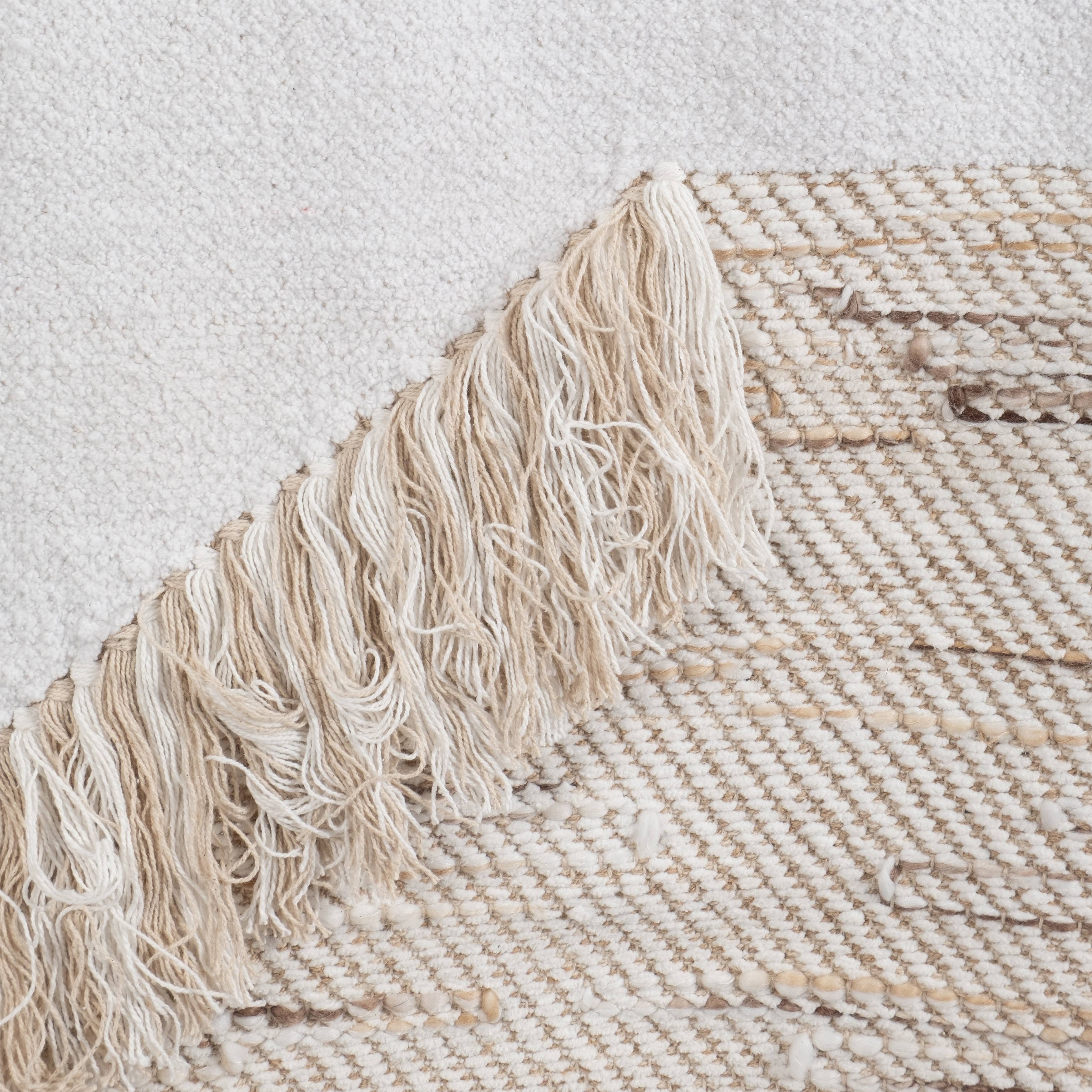 24 in. x 36 in. Ivory Diagonal Fringe Wall Hanging - Decor Addict, LLC