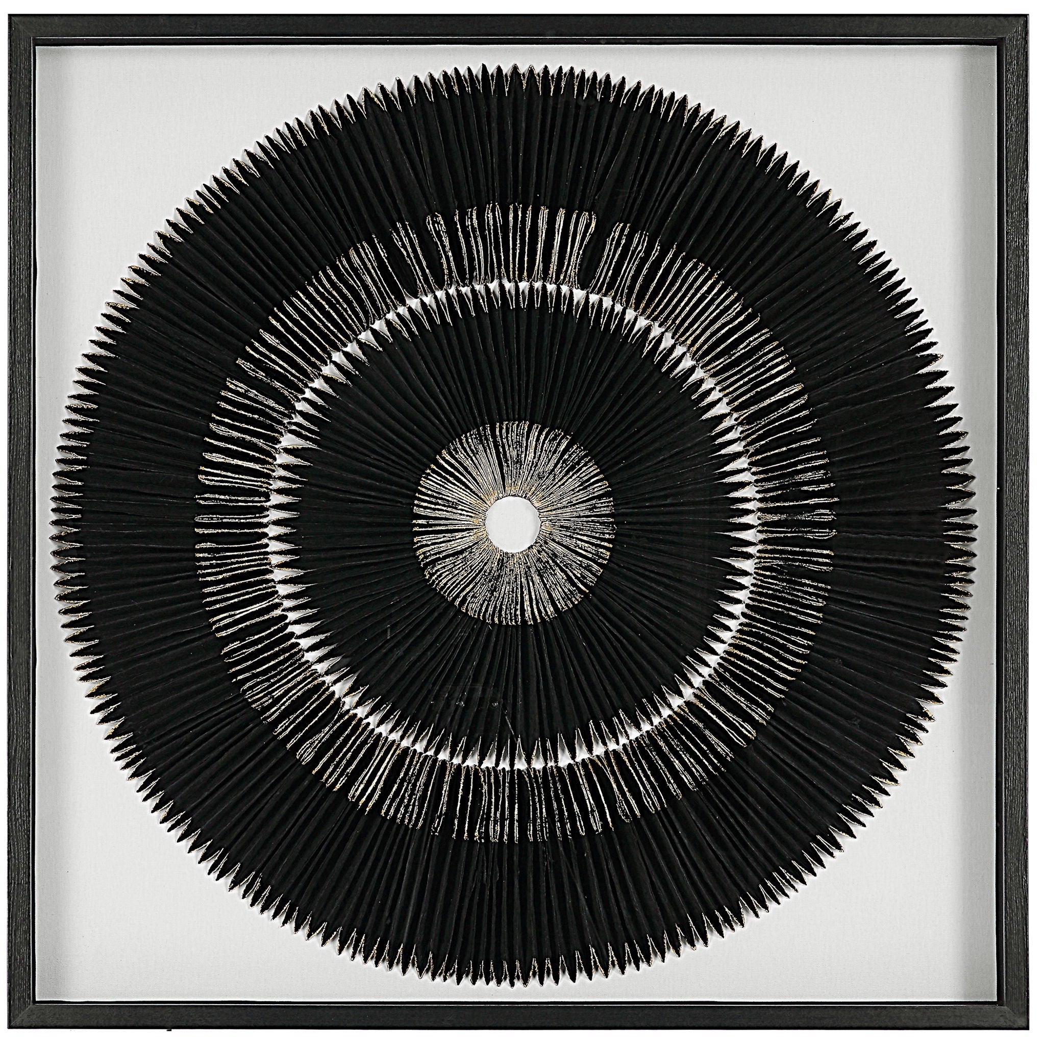 Uttermost Sandara shadow box with black and gold leaf medallion