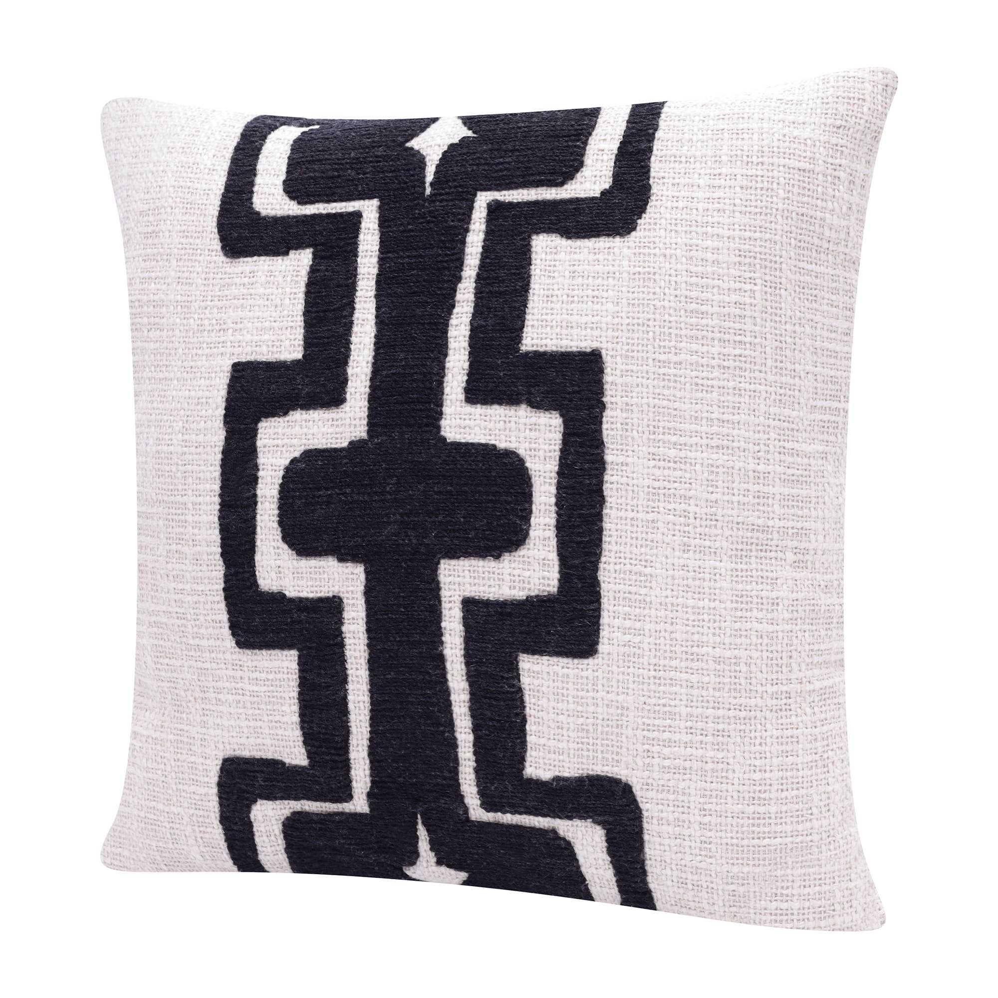Seanna Geometric Handmade Decorative Throw Pillow: Onyx/ivory / 20" x 20" - Decor Addict, LLC