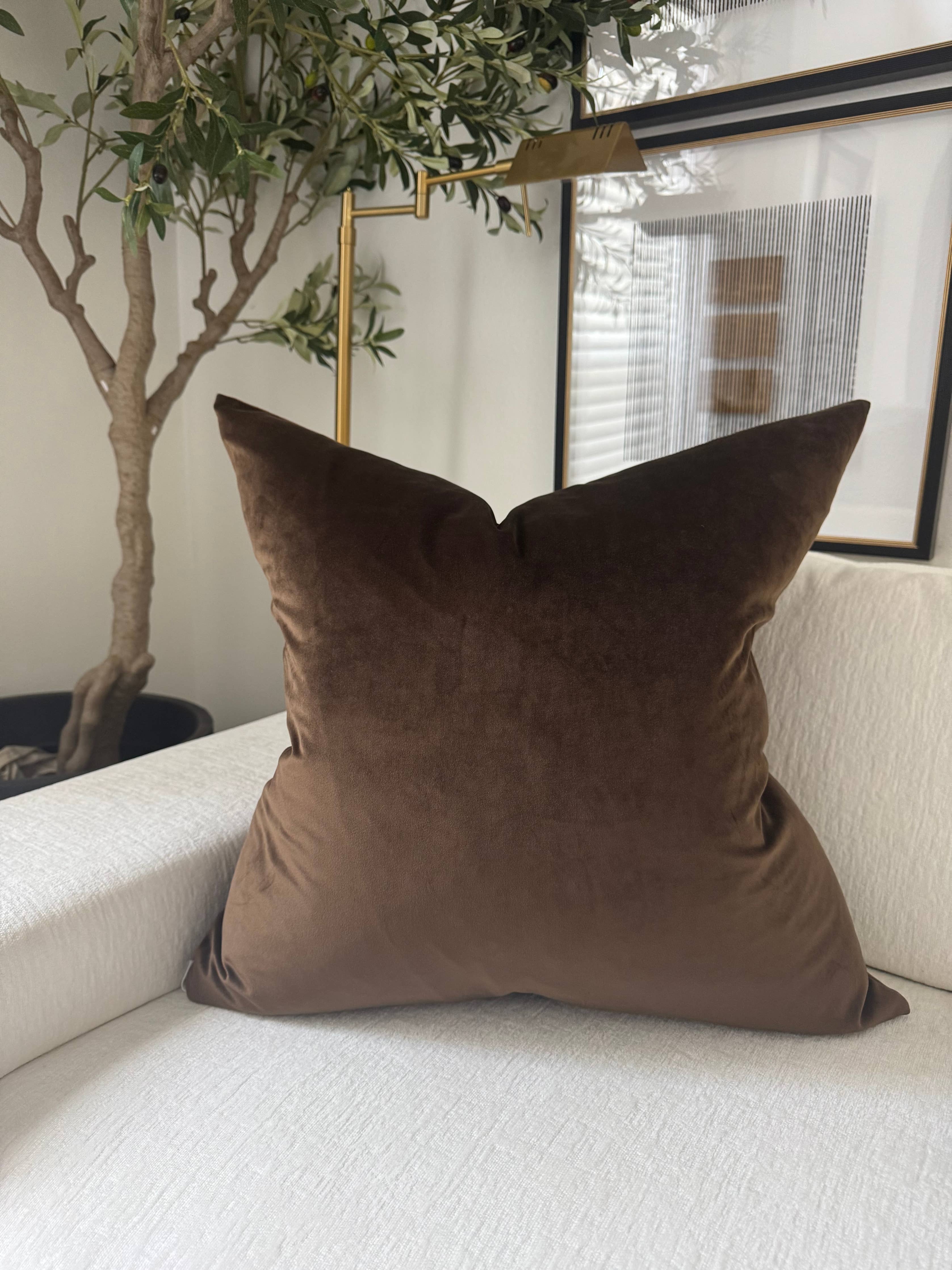 Cocoa Velvet Pillow: 18"x18" - Decor Addict, LLC