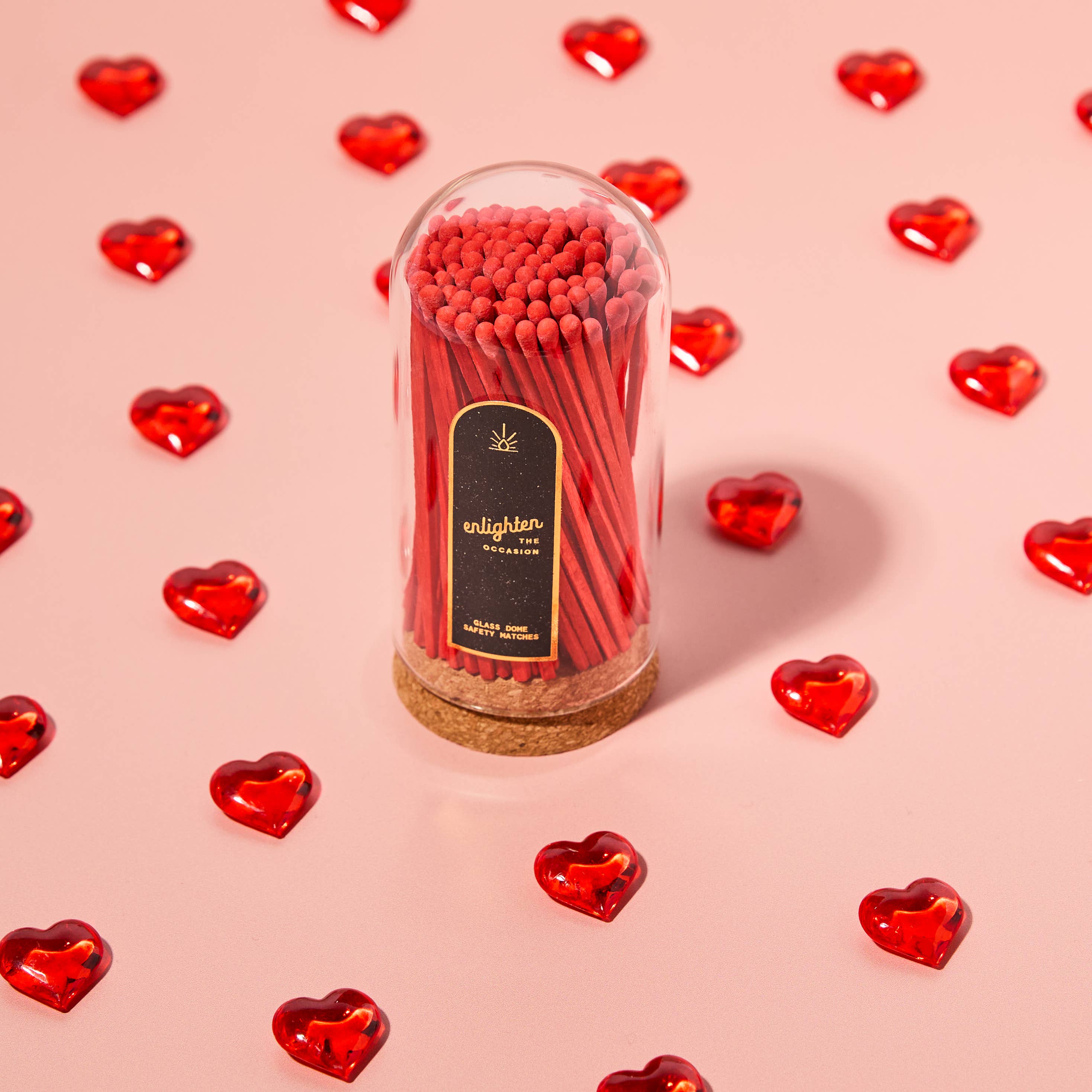 Ruby Red Wooden Matchsticks in Glass Corked Dome - Decor Addict, LLC