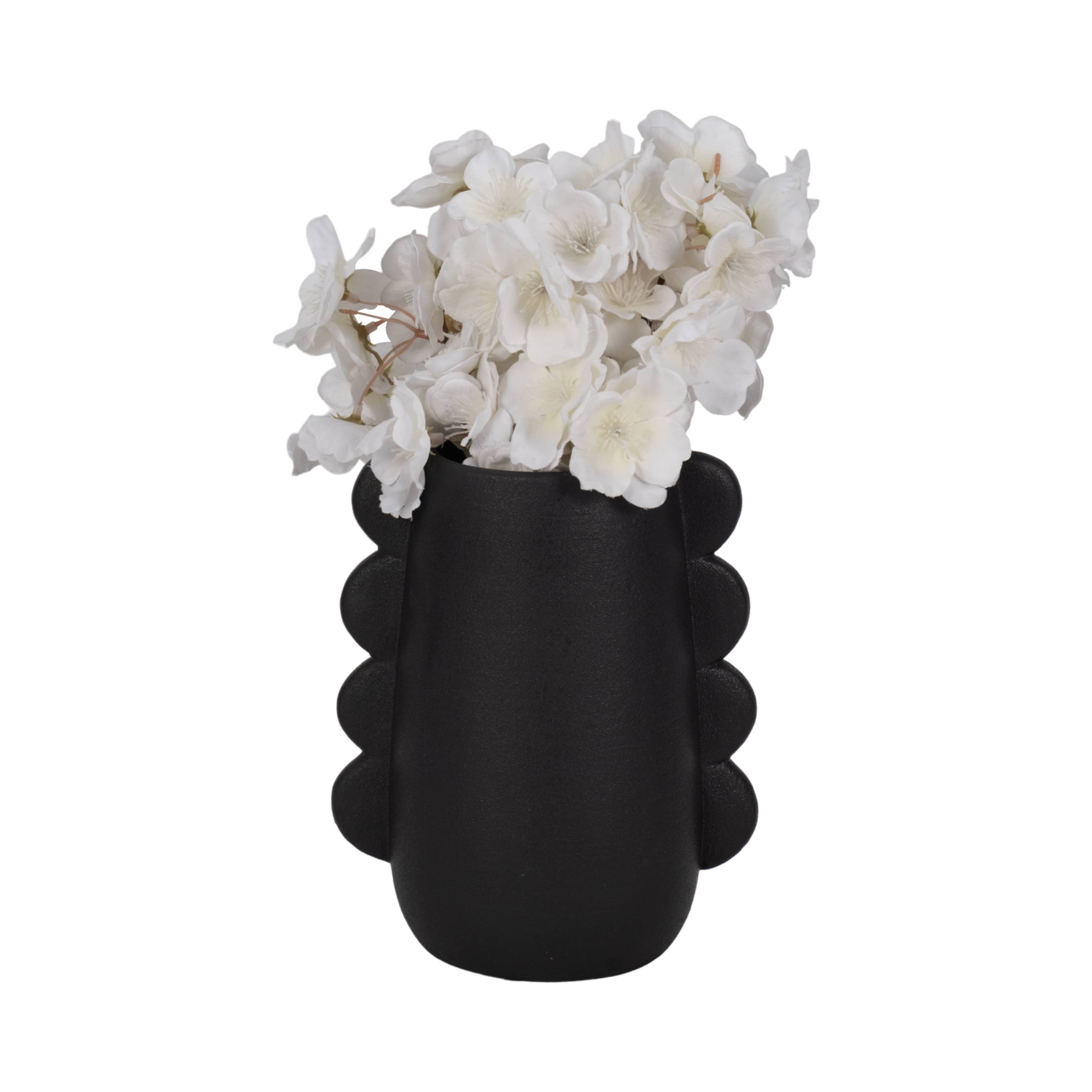 8 in. Black Stoneware Contemporary Unique Eared Vase - Decor Addict, LLC
