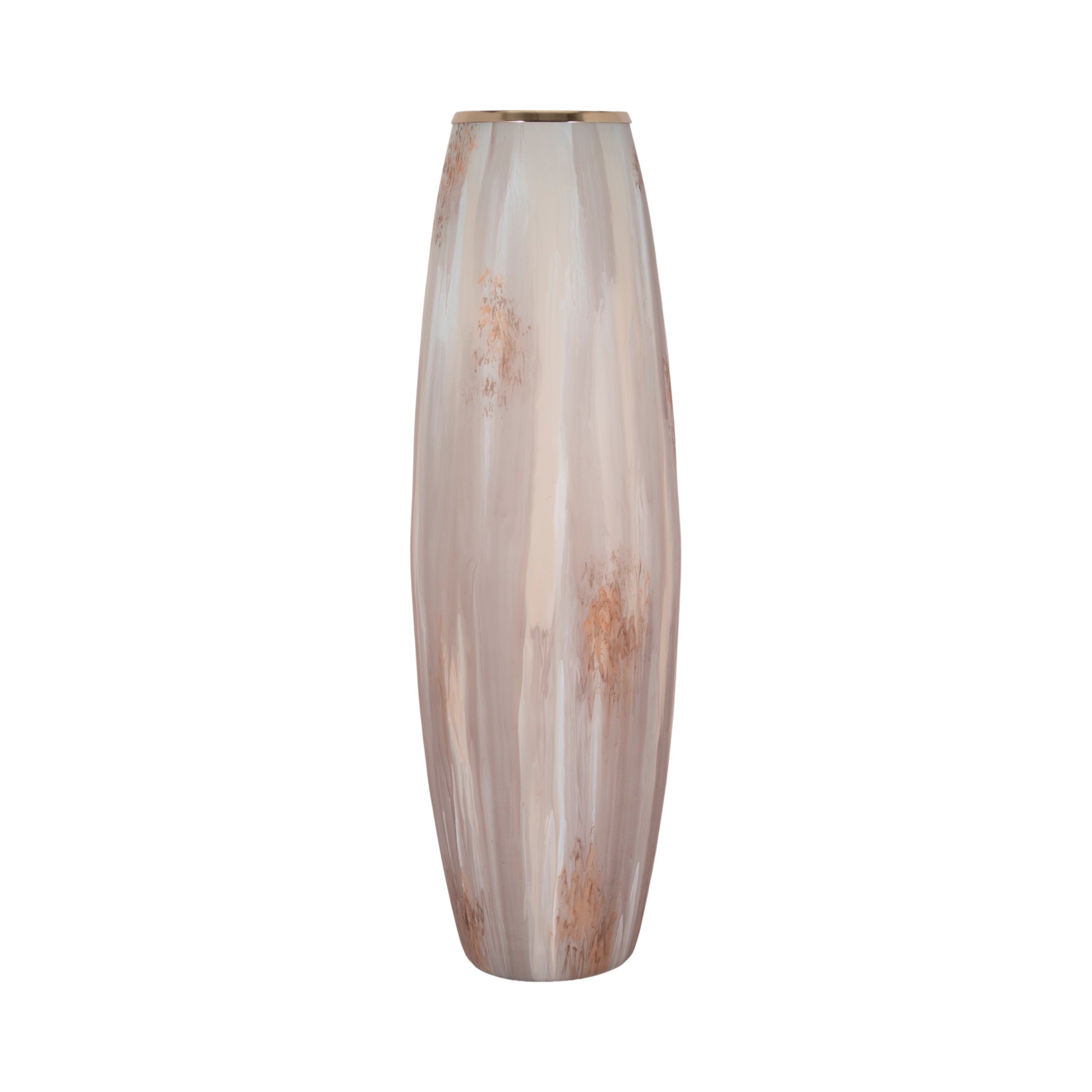 31" Curved Glass Vase Opal Finish, Ivory Multi - Decor Addict, LLC