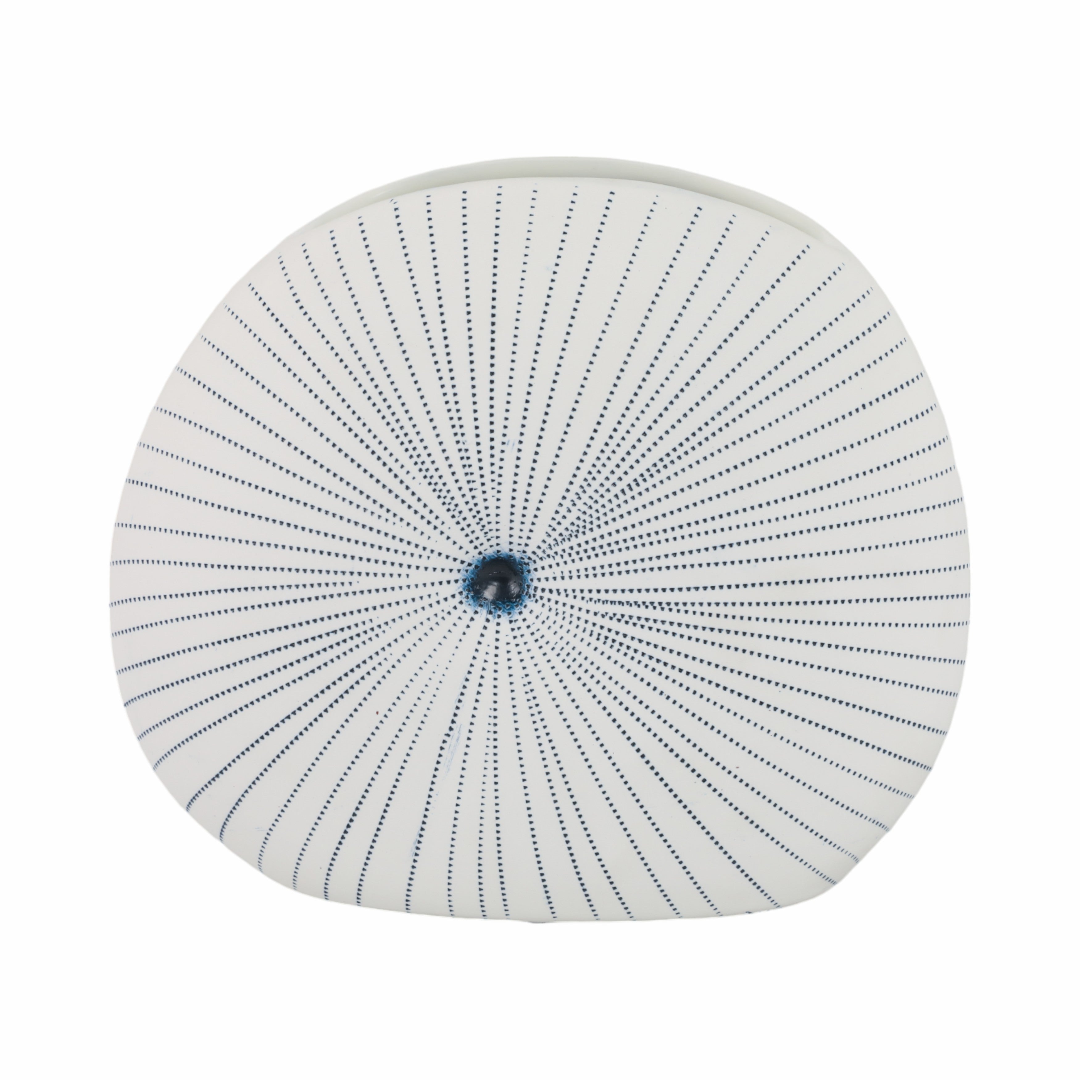 10x9" Round Dotted Shell Vase, White/blue - Decor Addict, LLC