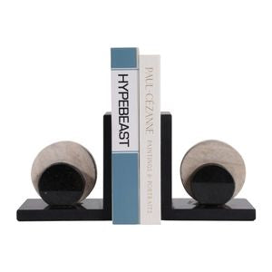 Rinnoit Travertine & Marble Bookends, Black (Set of 2)
