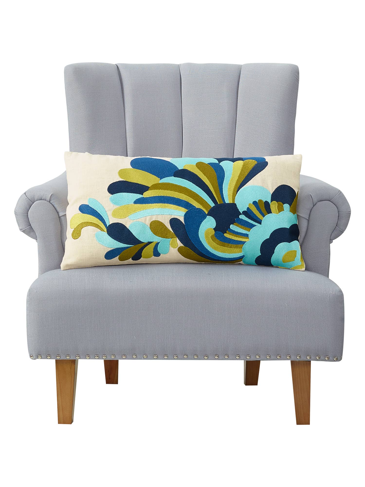 Escondido Blue Multi Embroidered Pillow - Trina Turk - Decor Addict, LLC