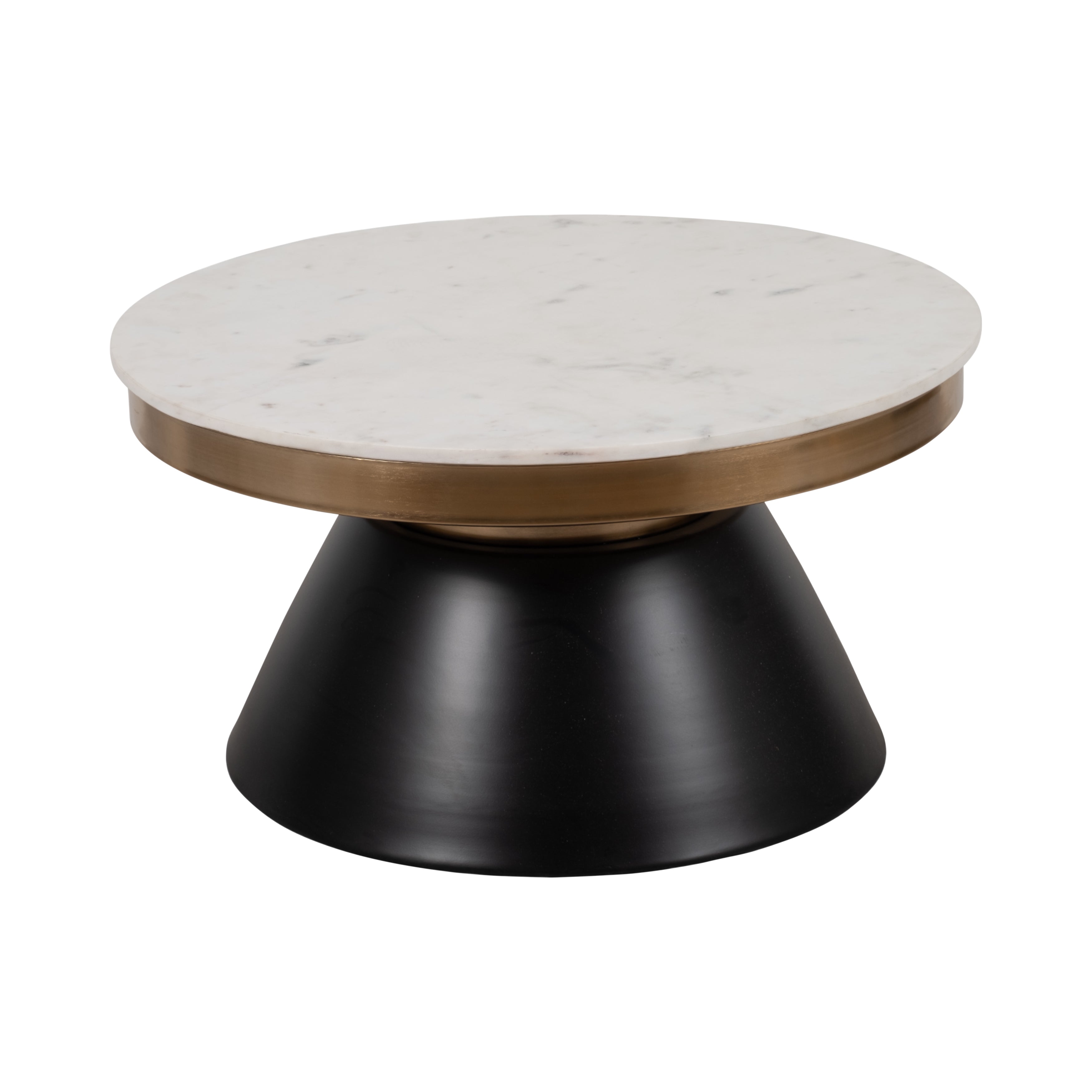 17" Marble Top Round Coffee Table, Black & Gold - Decor Addict, LLC