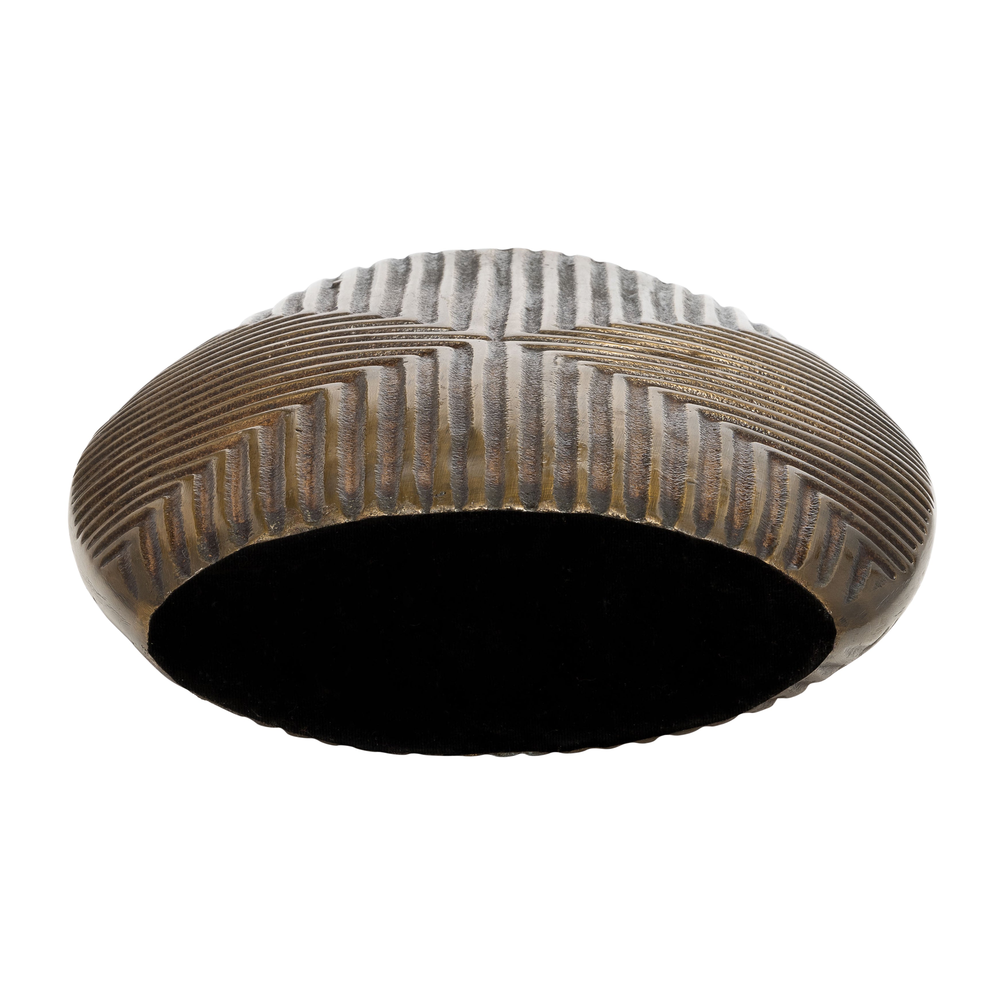 Metal, 12"h Ribbed Vase, Brass Antique - Decor Addict, LLC