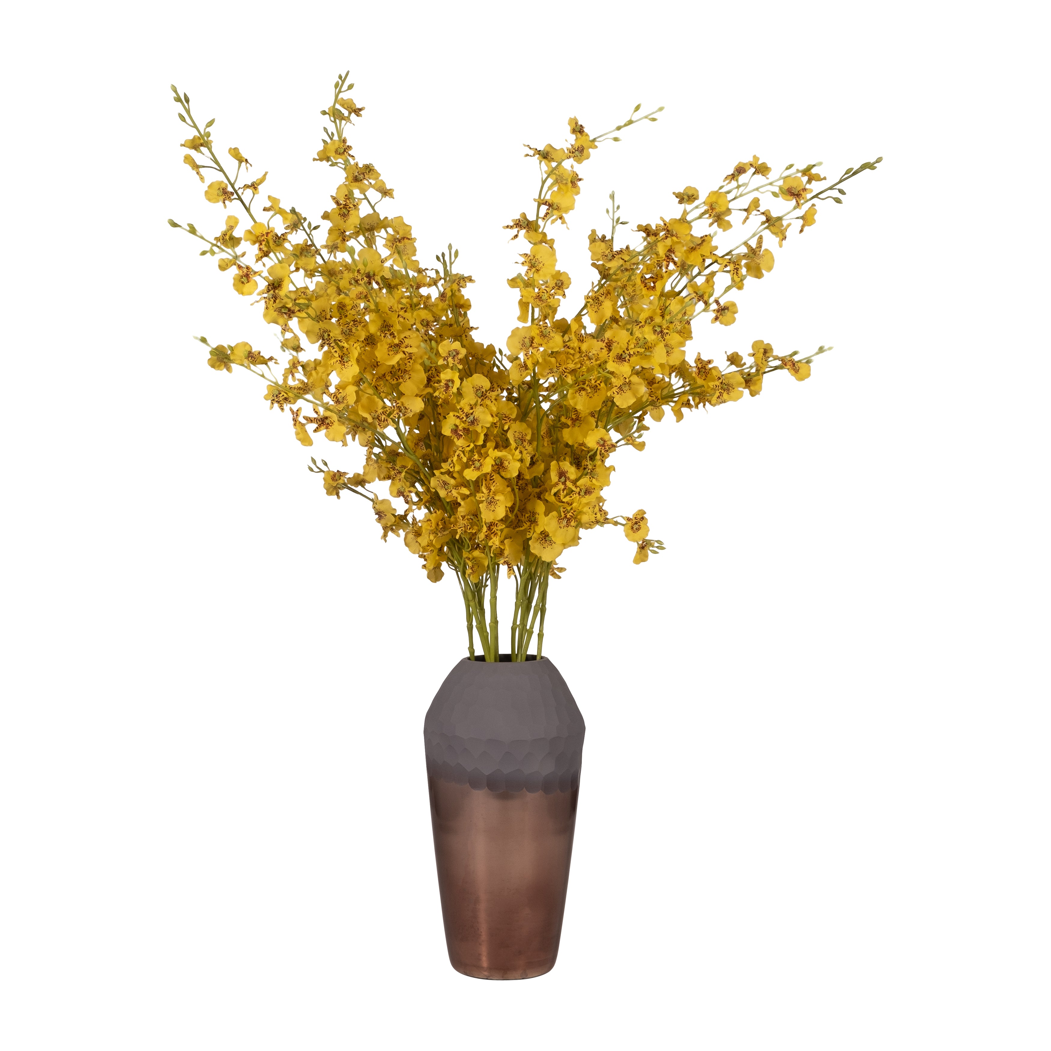 Glass, 14" 2-tone Hand-cut Vase, Metallic - Decor Addict, LLC