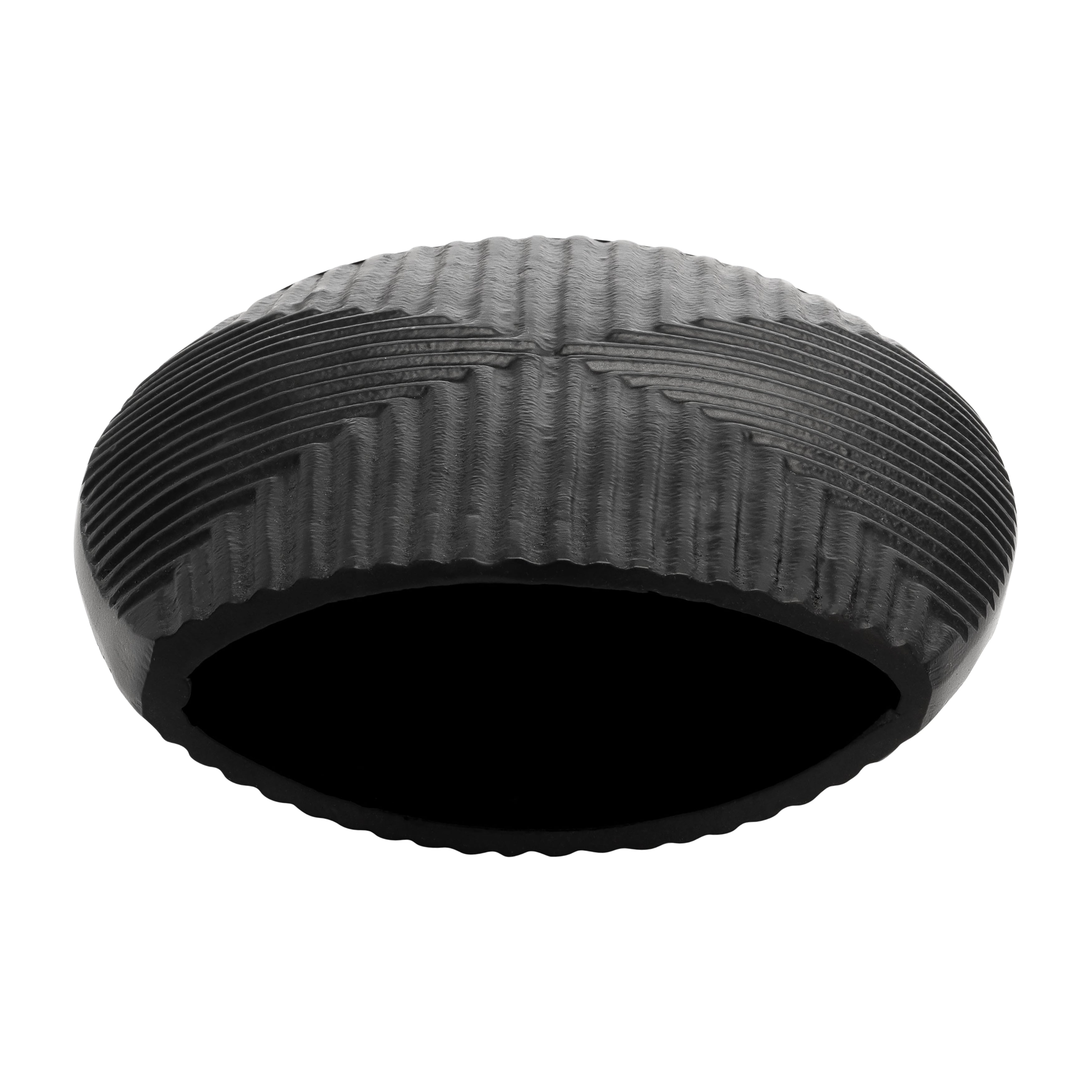 Metal, 10"h Ribbed Vase, Matte Black - Decor Addict, LLC