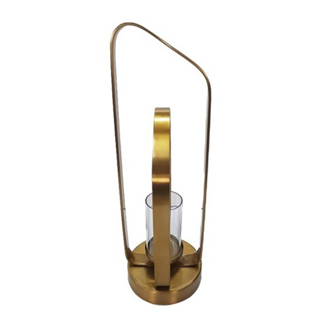 Candle Holder - Gold Metal Stylish Hurricane, 21 in. - Decor Addict, LLC