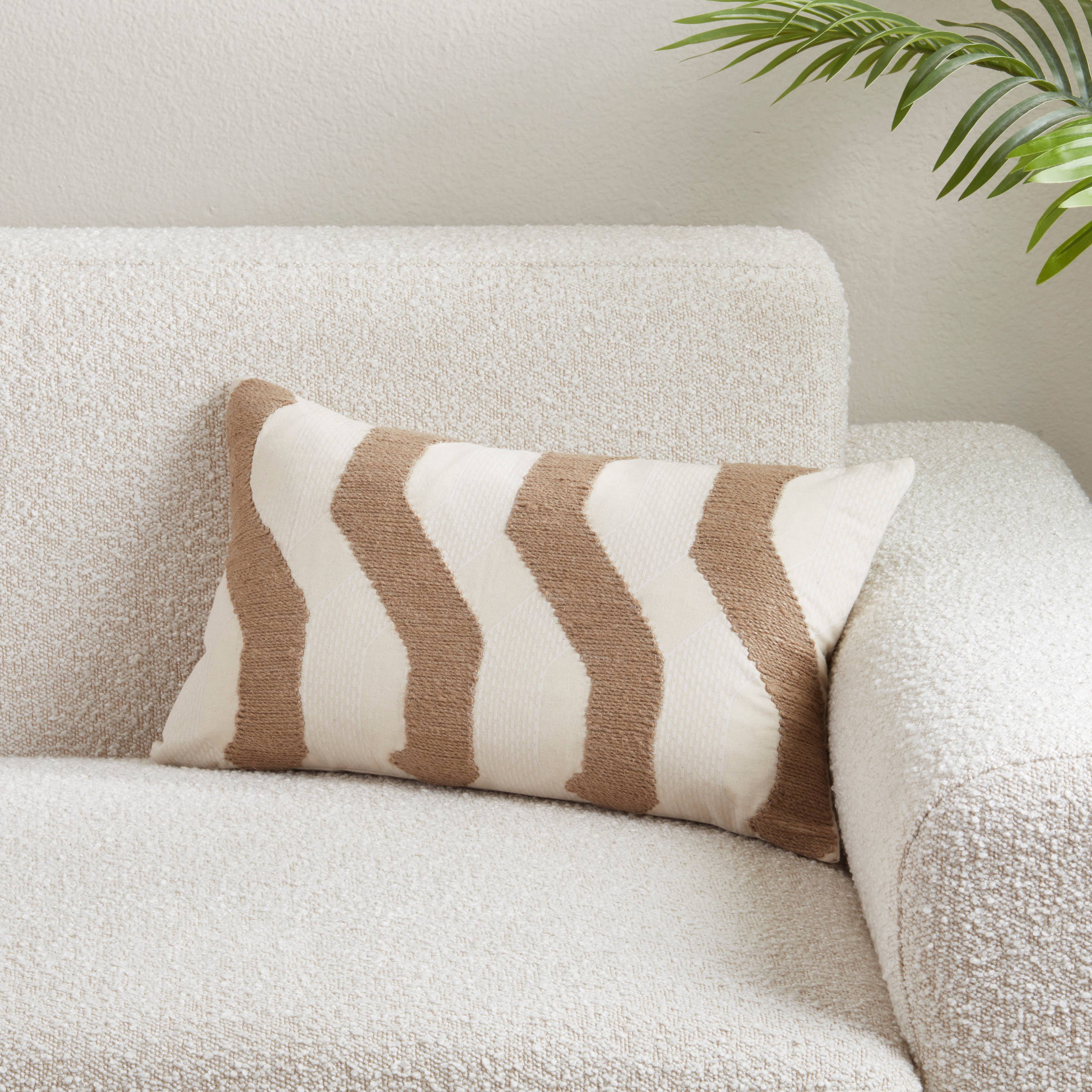 Textured Jute Stripe Throw Pillow: Natural / Down Filled / 12"x20" - Decor Addict, LLC