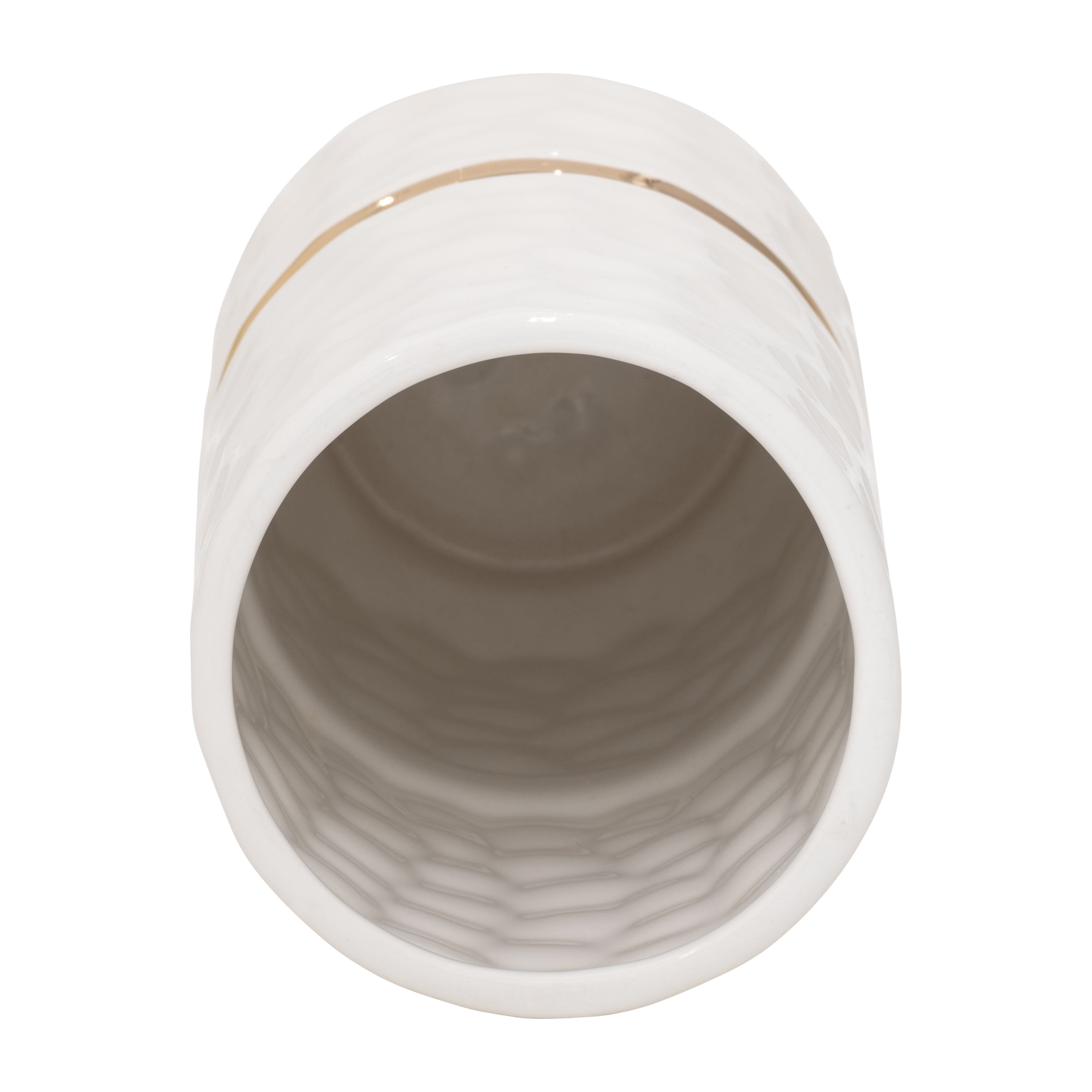 5x10"h Belted Vase, White/gold - Decor Addict, LLC