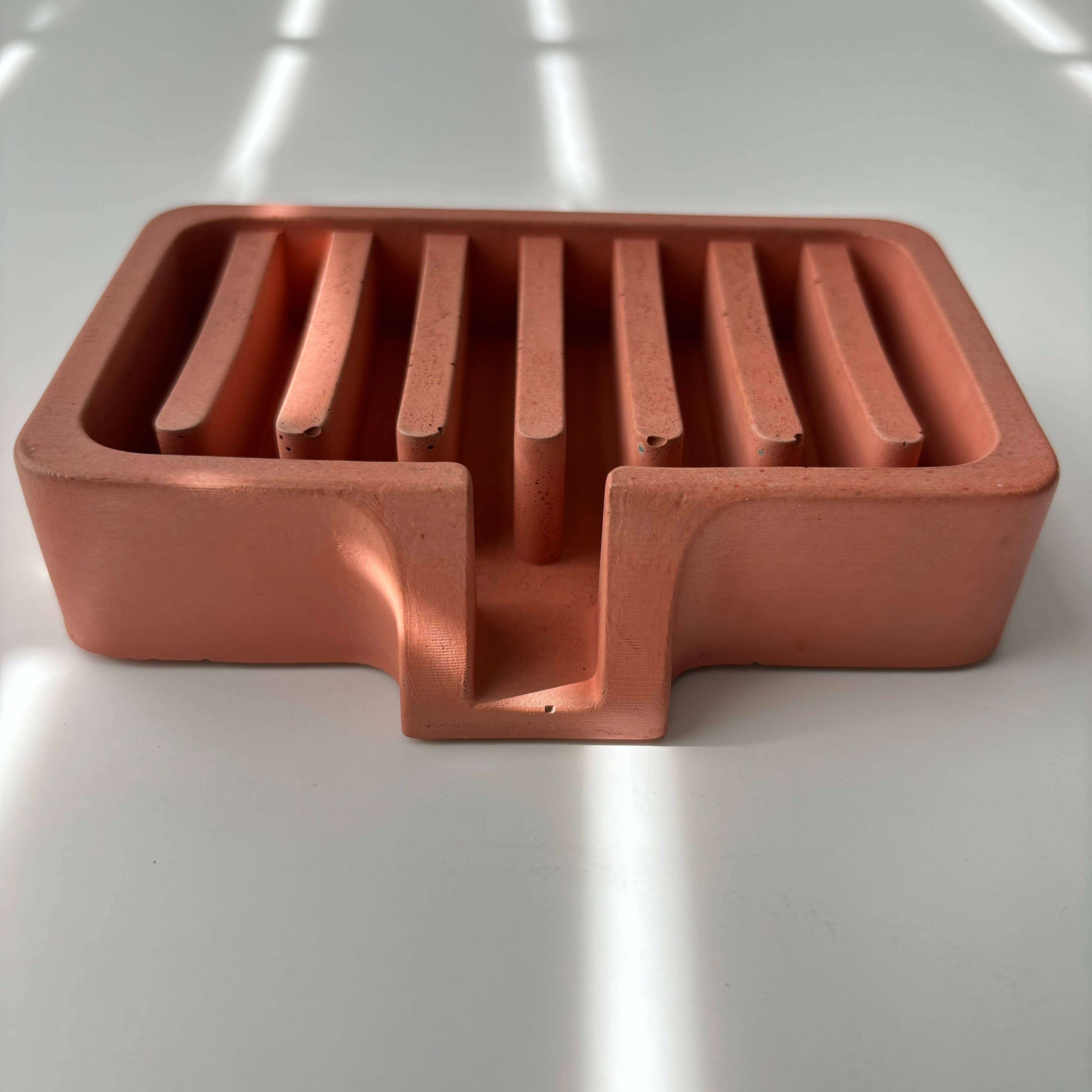 Soap Holder | Concrete Soap Dish: Light Gray & Gold - Decor Addict, LLC